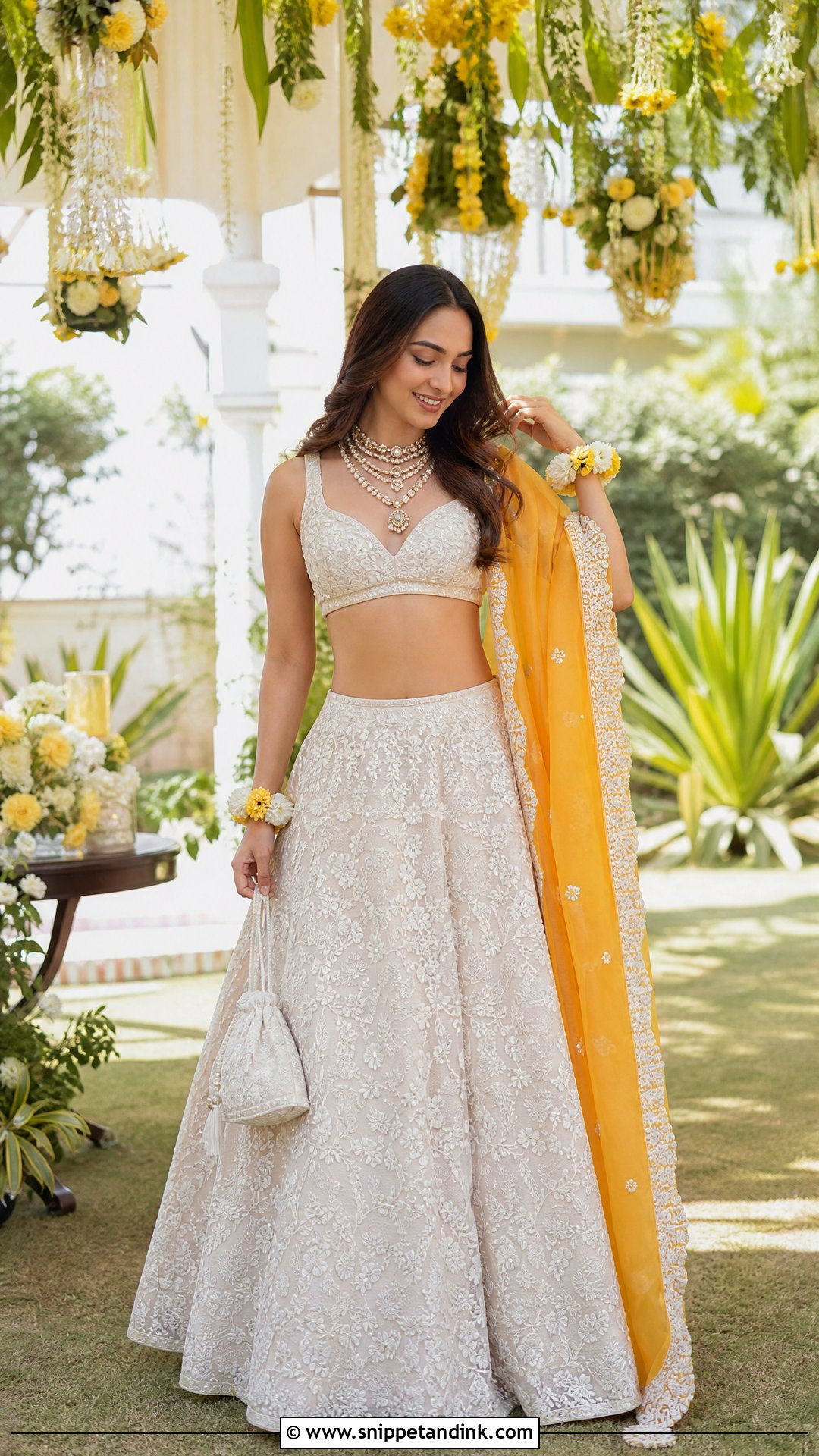 Kiara Advani Ivory Mehendi Lehenga - Snippet and Ink - 20 Kiara Advani Wedding Outfits