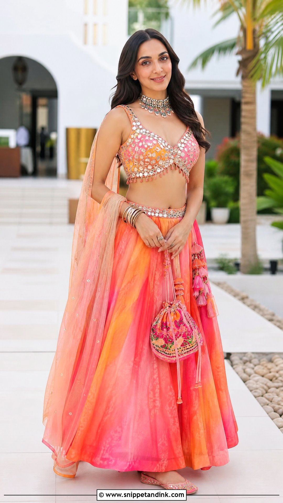 Kiara Advani Orange Pink Tie Dye Lehenga - Snippet and Ink - 20 Kiara Advani Wedding Outfits