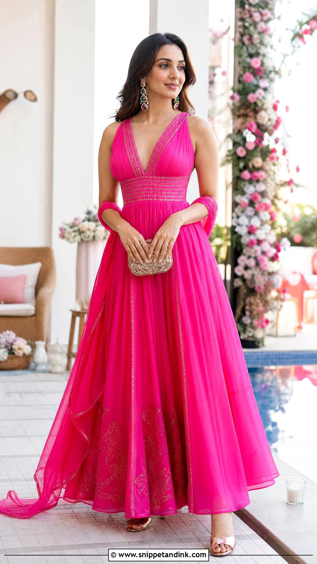 Kiara Advani Pink Mehendi Gown - Snippet and Ink - 20 Kiara Advani Wedding Outfits