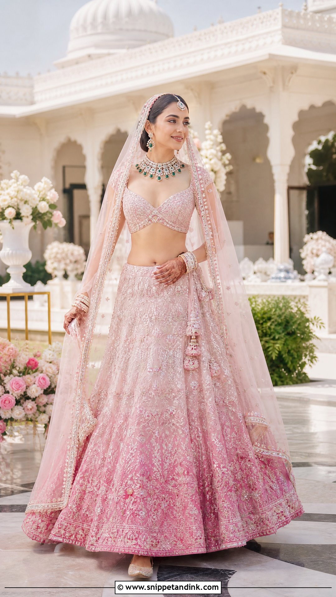 Kiara Advani Pink Wedding Lehenga - Snippet and Ink - 20 Bollywood Celebrity Wedding Outfit Ideas