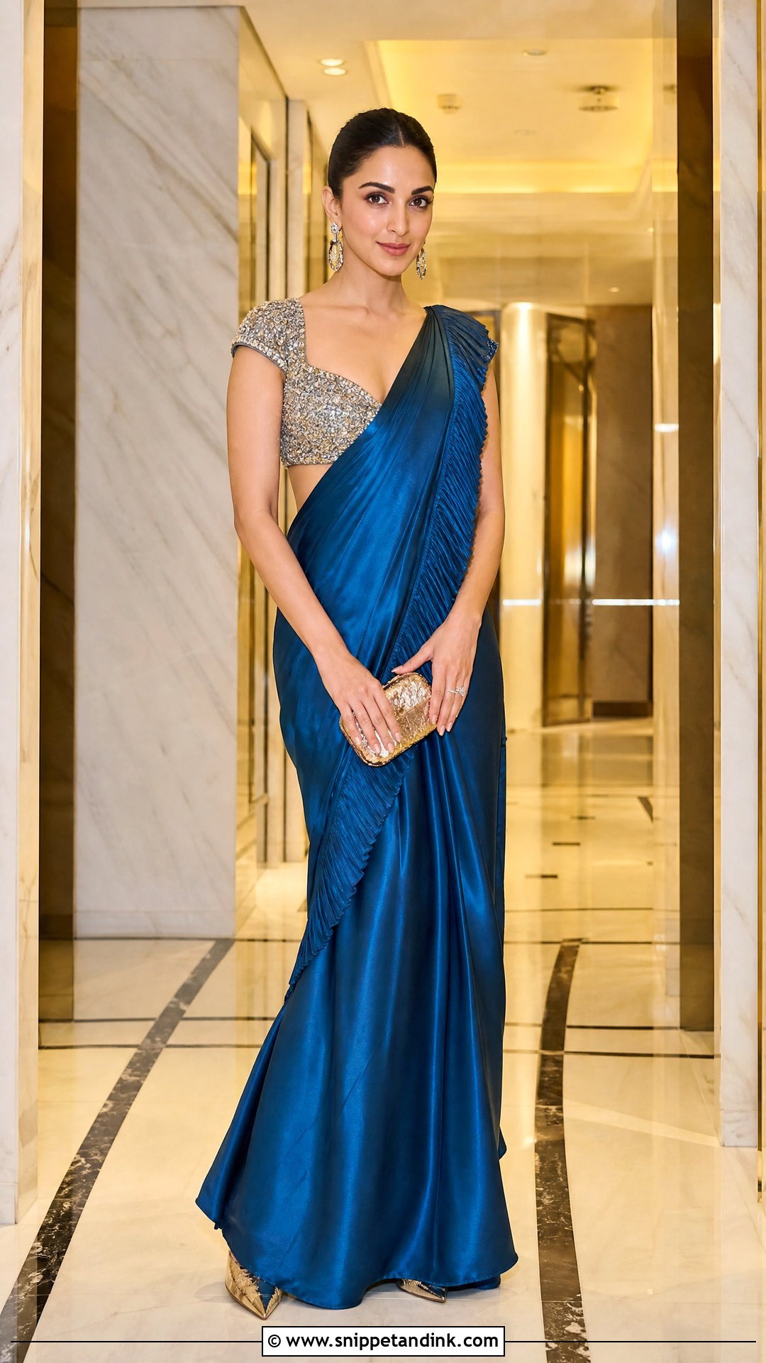 Kiara Advani Satin Sari With Sequin Blouse - Snippet and Ink - 20 Kiara Advani Wedding Outfits