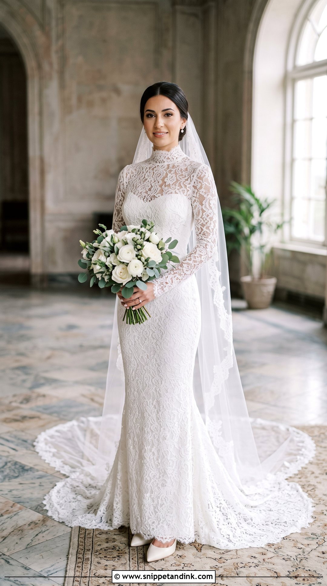Kim K High Neck Lace Wedding Dress - Snippet and Ink - 20 Kim K Wedding Dress Ideas