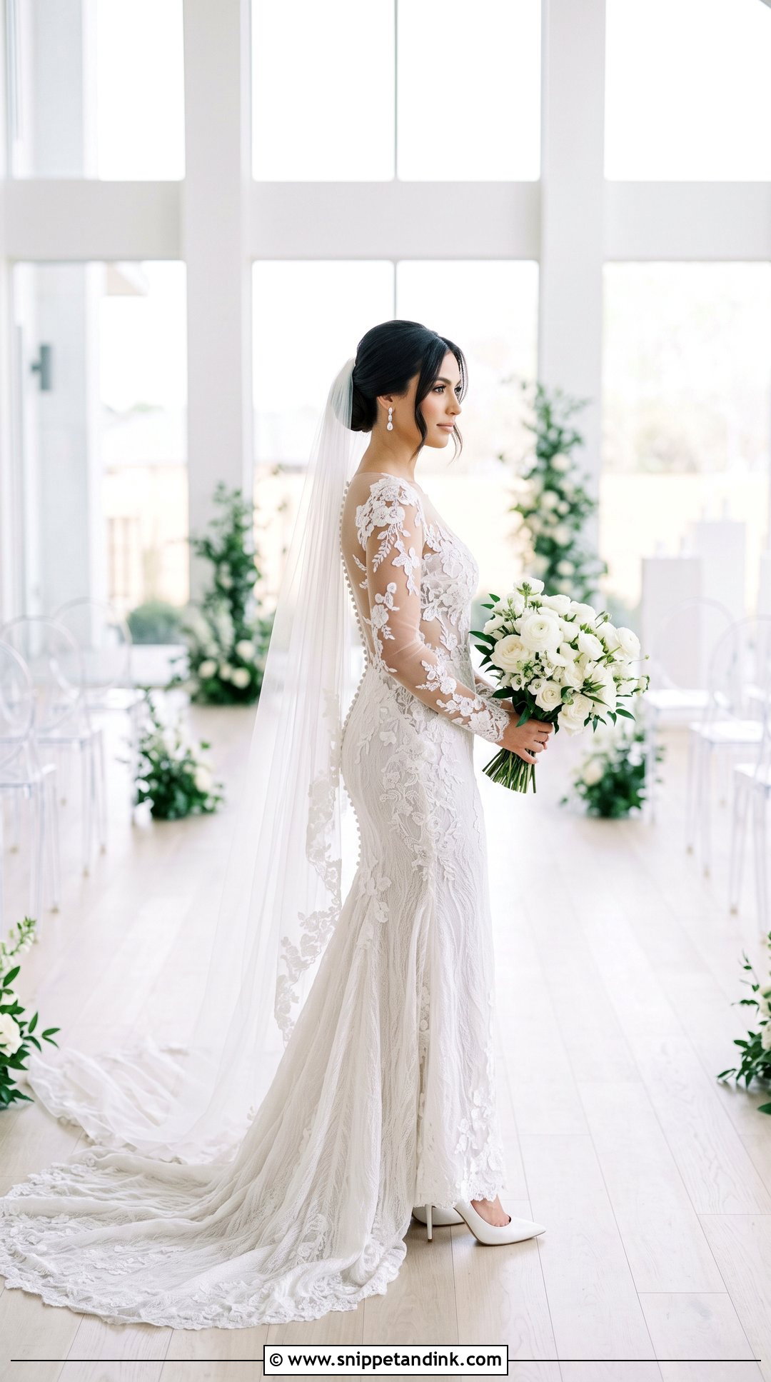 Kim K Long Sleeve Wedding Dress With Sheer Panels - Snippet and Ink - 20 Kim K Wedding Dress Ideas