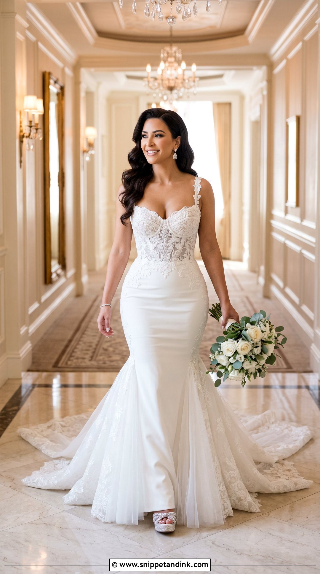 Kim K Mermaid Wedding Dress With Lace Train - Snippet and Ink - 20 Kim K Wedding Dress Ideas