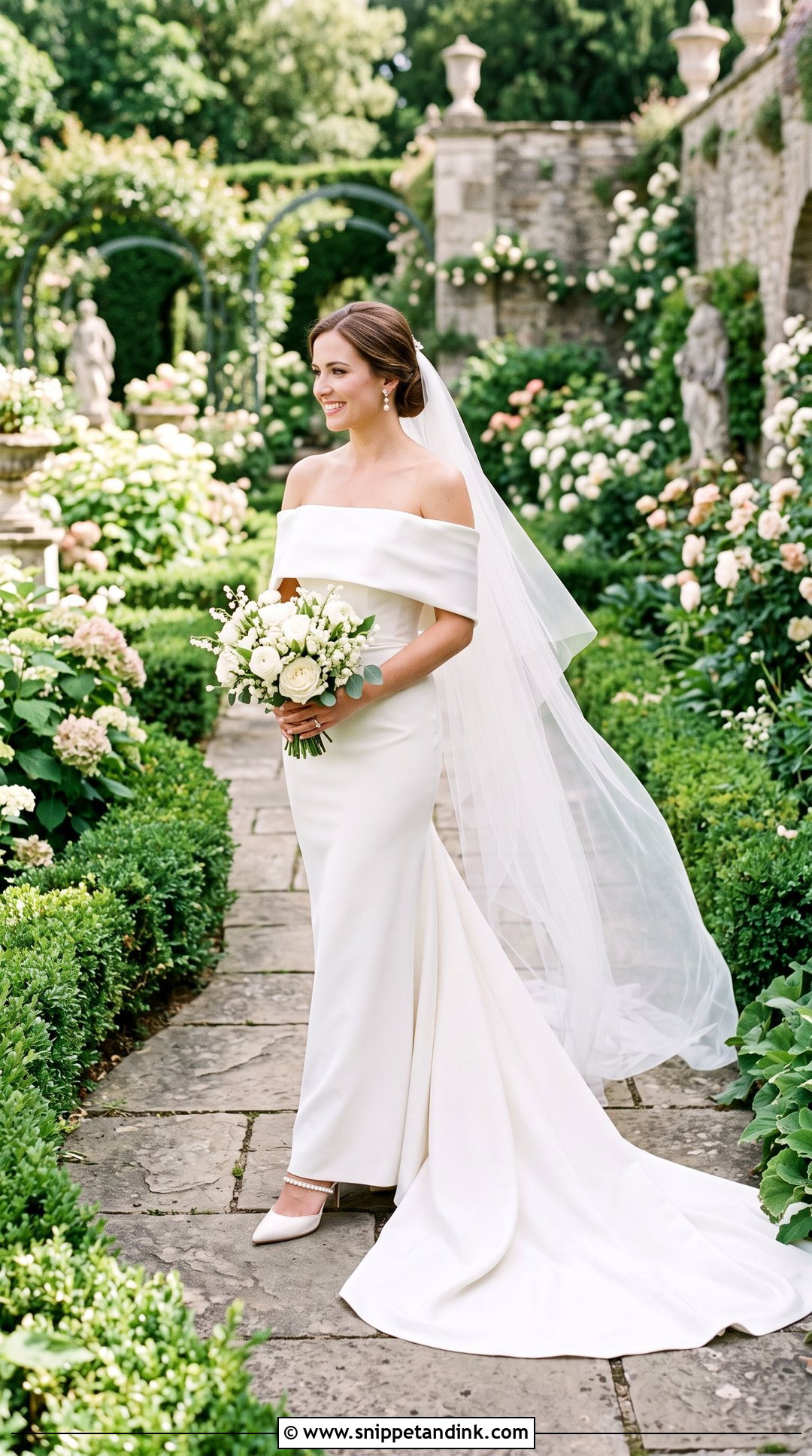 Kim K Off Shoulder Wedding Dress With Long Train - Snippet and Ink - 20 Kim K Wedding Dress Ideas