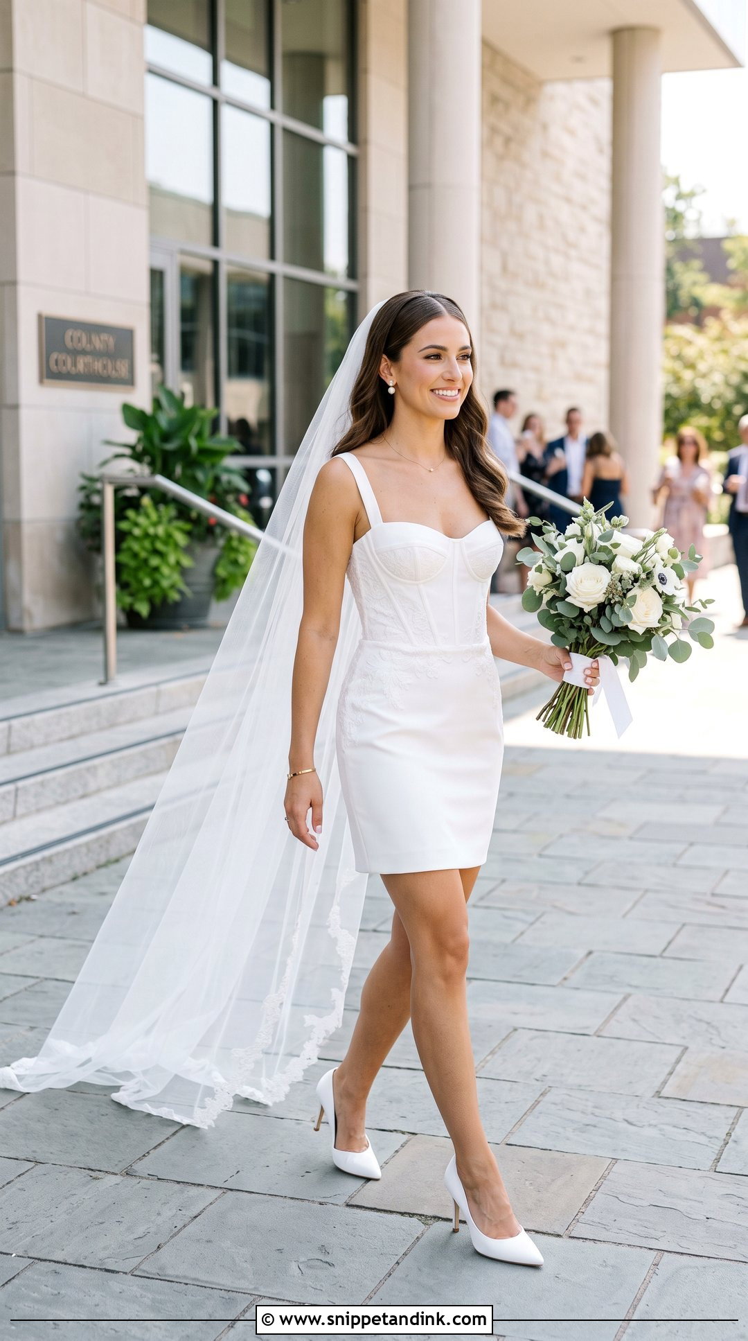 Kim K Wedding Mini Dress With Long Veil - Snippet and Ink - 20 Kim K Wedding Dress Ideas