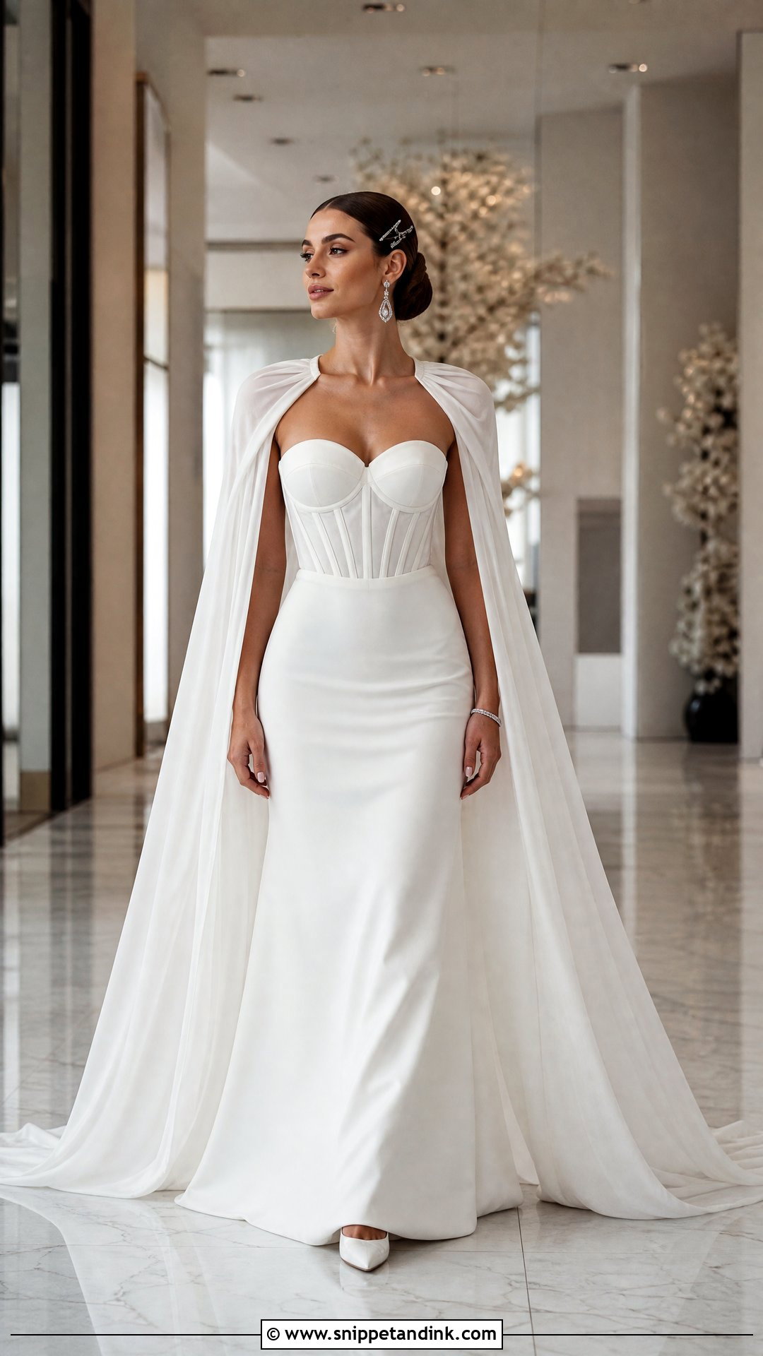 Kim Kassas Cape Sleeve Gown With Crystal Accessories - Snippet and Ink - 20 Wedding Dress Kim Kassas Ideas