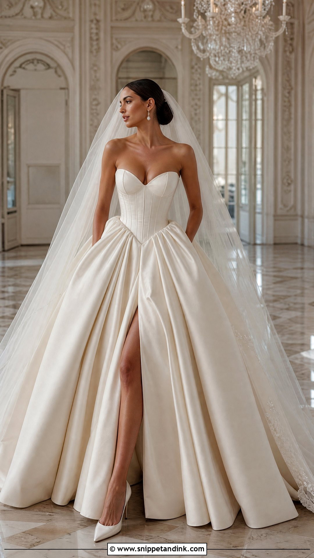 Kim Kassas Corset Ball Gown With Cathedral Veil - Snippet and Ink - 20 Wedding Dress Kim Kassas Ideas