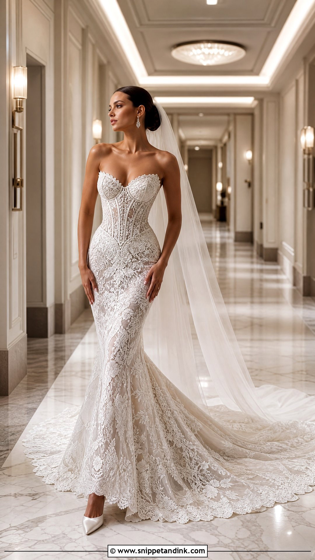 Kim Kassas Lace Mermaid Gown With Cathedral Train - Snippet and Ink - 20 Wedding Dress Kim Kassas Ideas
