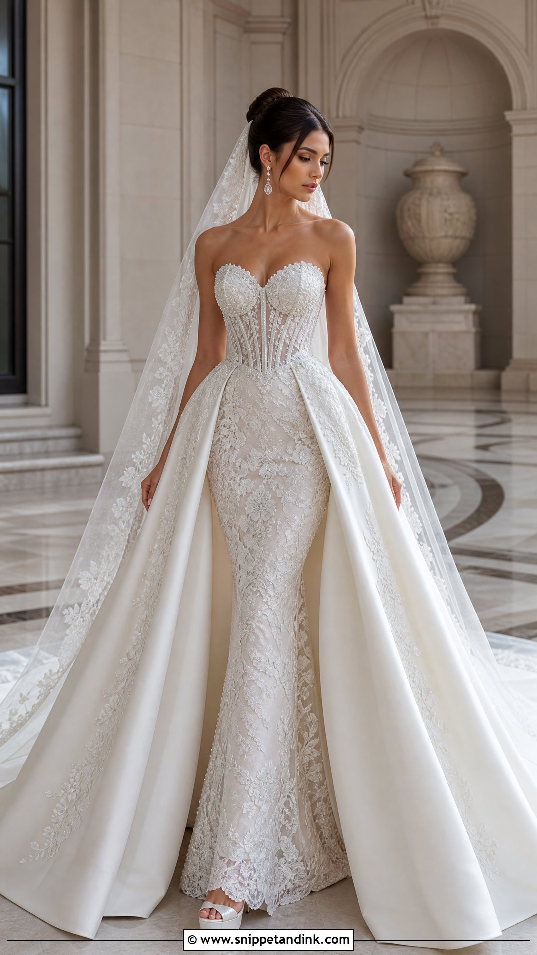 Kim Kassas Mermaid Gown With Detachable Overskirt - Snippet and Ink - 20 Wedding Dress Kim Kassas Ideas
