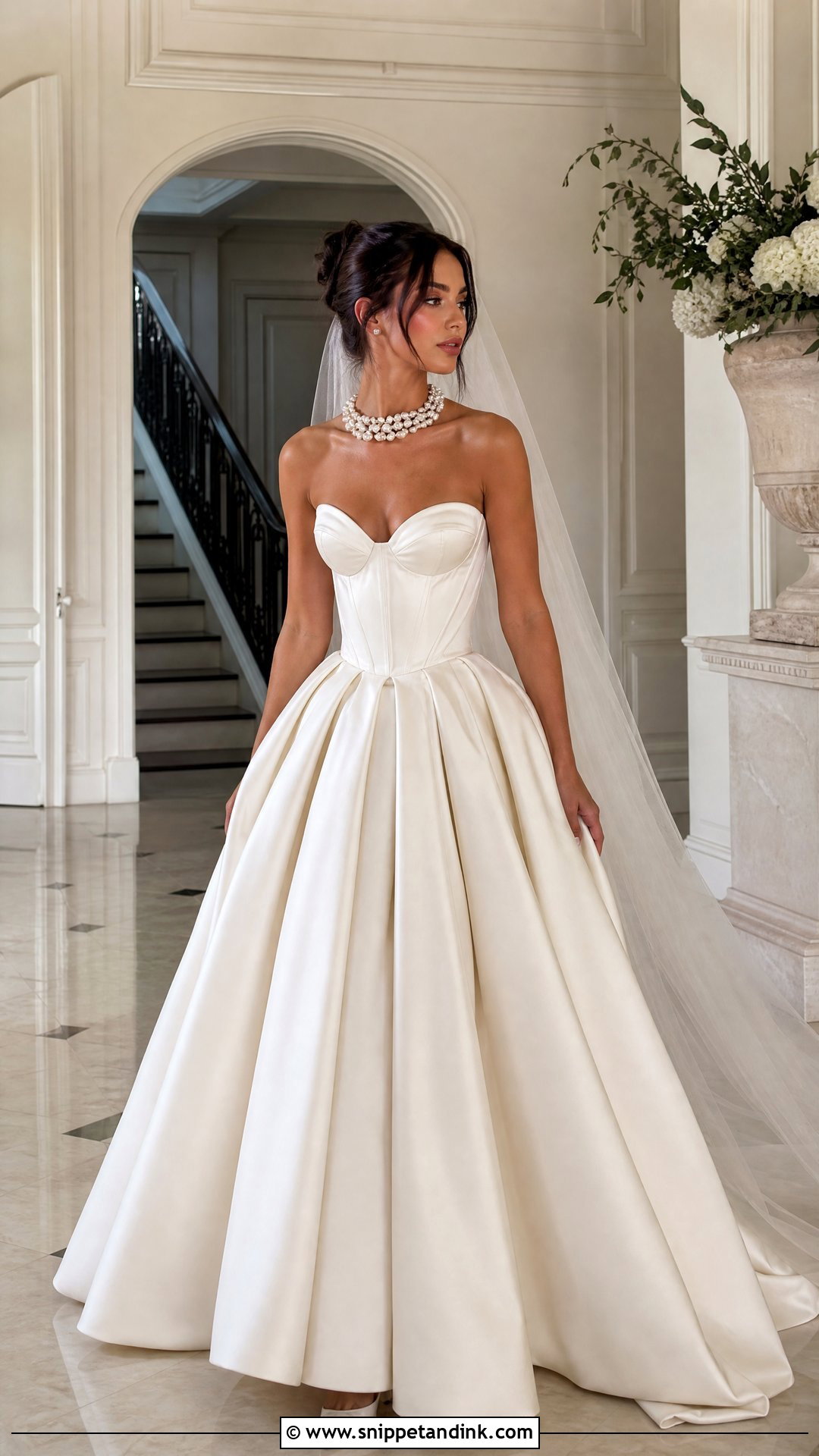 Kim Kassas Strapless Gown With Statement Necklace - Snippet and Ink - 20 Wedding Dress Kim Kassas Ideas