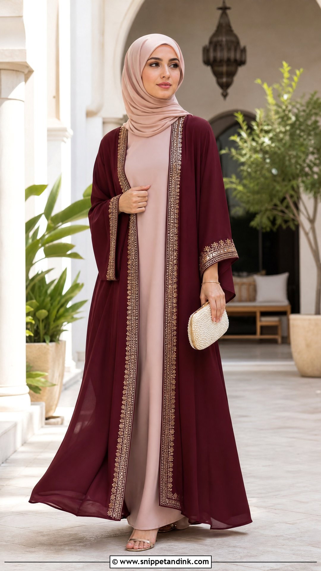 Kimono Abaya Wedding Outfit With Hijab - Snippet and Ink - 20 Hijabi Wedding Outfit Ideas