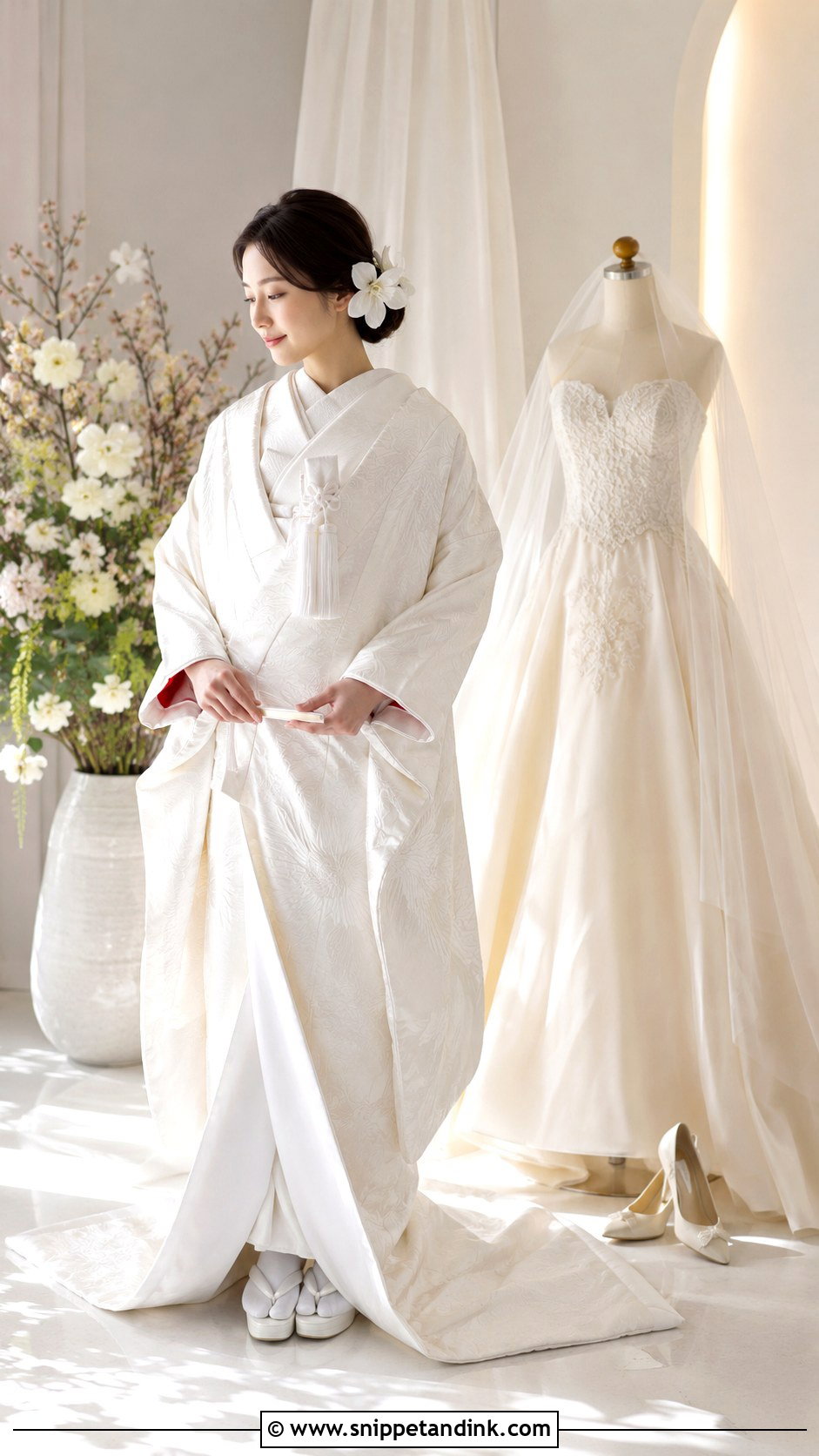 Kimono And Gown Japan Wedding Dress - Snippet and Ink - 25 Japan Wedding Dress Ideas