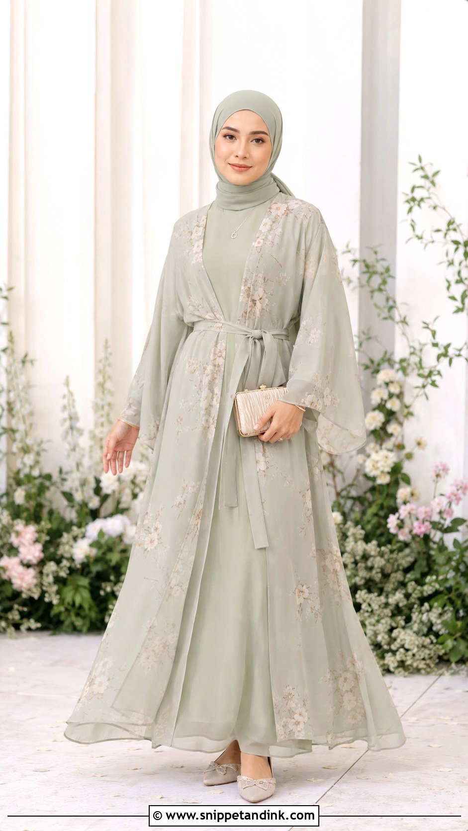 Kimono Bridesmaid Hijab Outfit - Snippet and Ink - 25 Braidsmaid Hijab Style Ideas