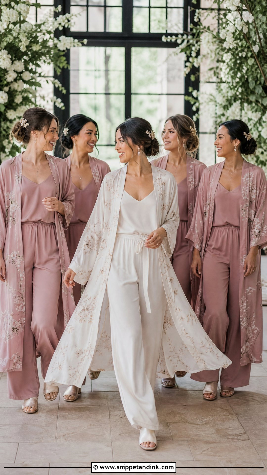 Kimono Jacket Wedding Party Getting Ready Outfit - Snippet and Ink - 20 Wedding Party Getting Ready Outfits