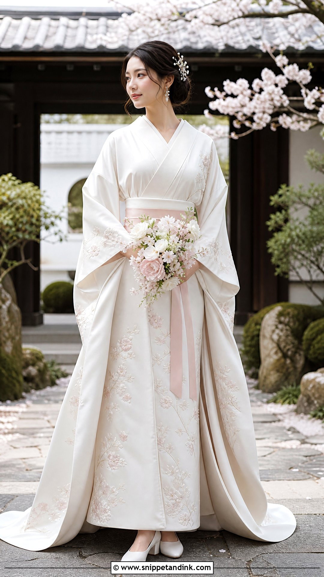 Kimono Sleeve Sakura Wedding Dress - Snippet and Ink - 20 Sakura Wedding Dress Ideas