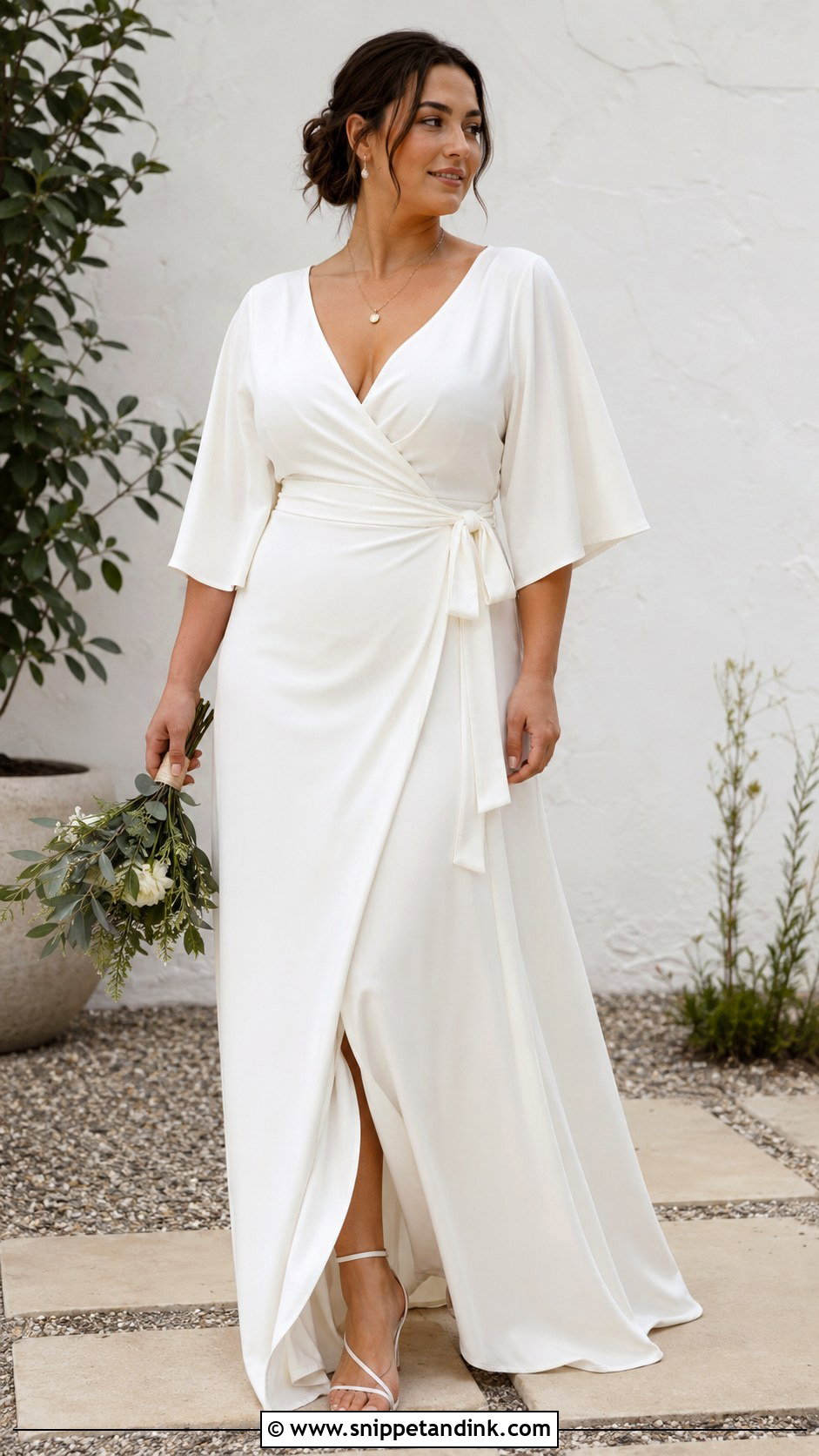 Kimono Sleeve Wrap Wedding Dress - Snippet and Ink - 20 Curvy Wedding Dress Sleeves