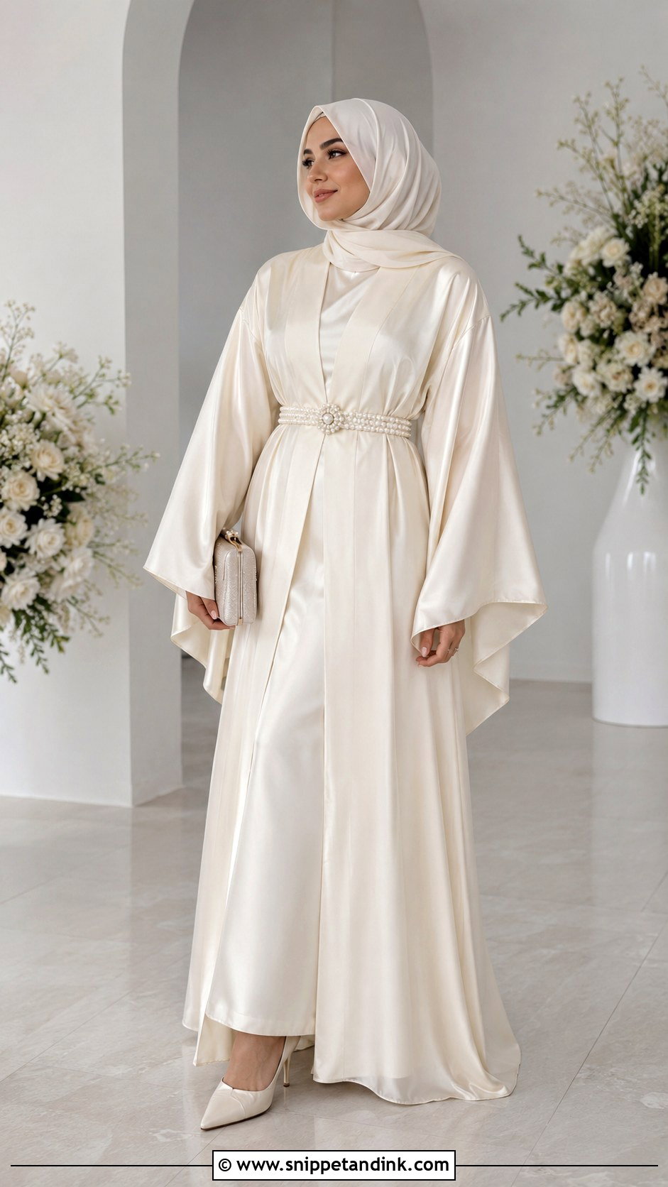 Kimono Wedding Abaya With Belt - Snippet and Ink - 25 Abaya Wedding Dress Ideas