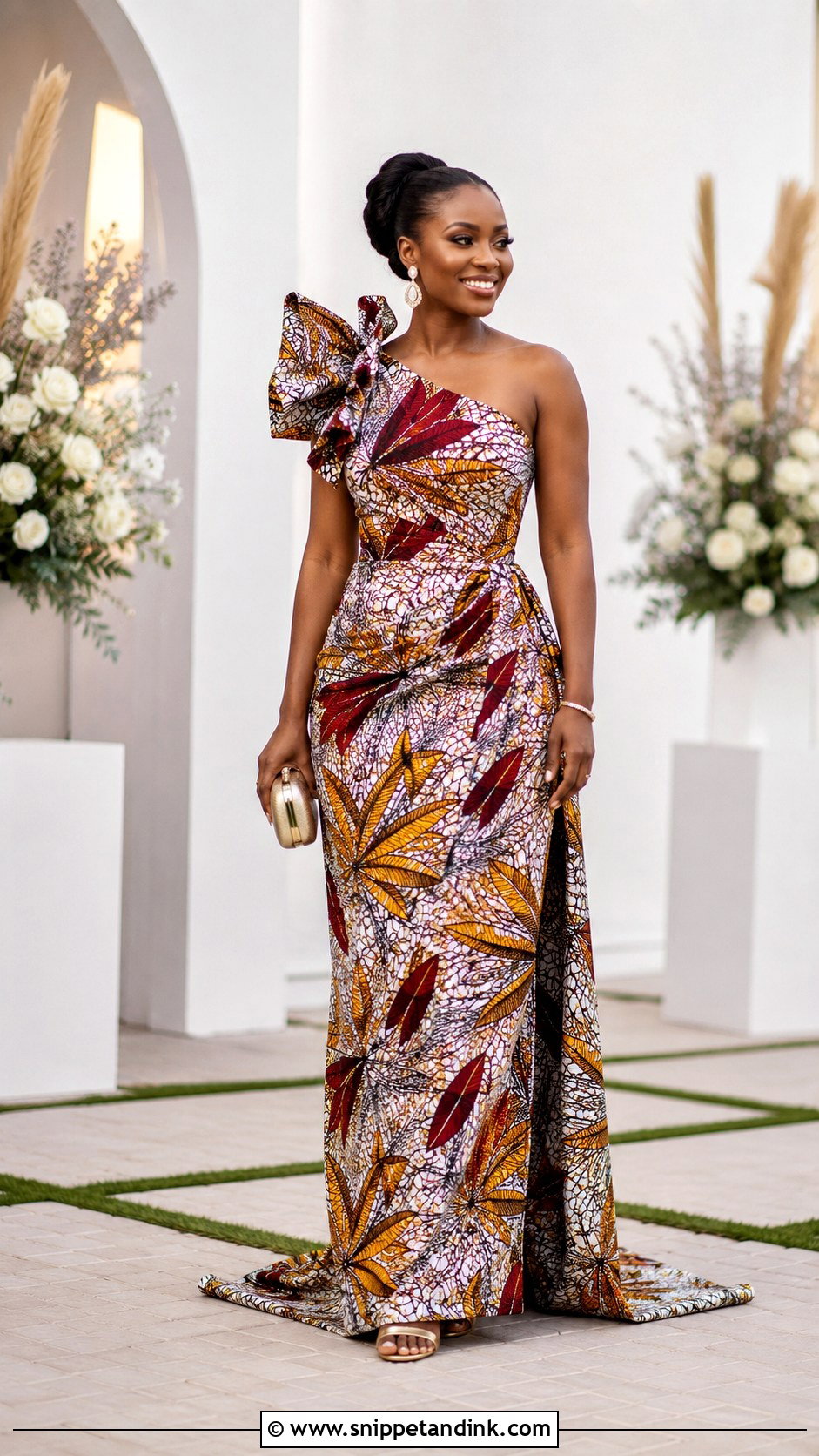 Kitenge One Shoulder Wedding Dress - Snippet and Ink - 20 Kitenge Wedding Dress Designs