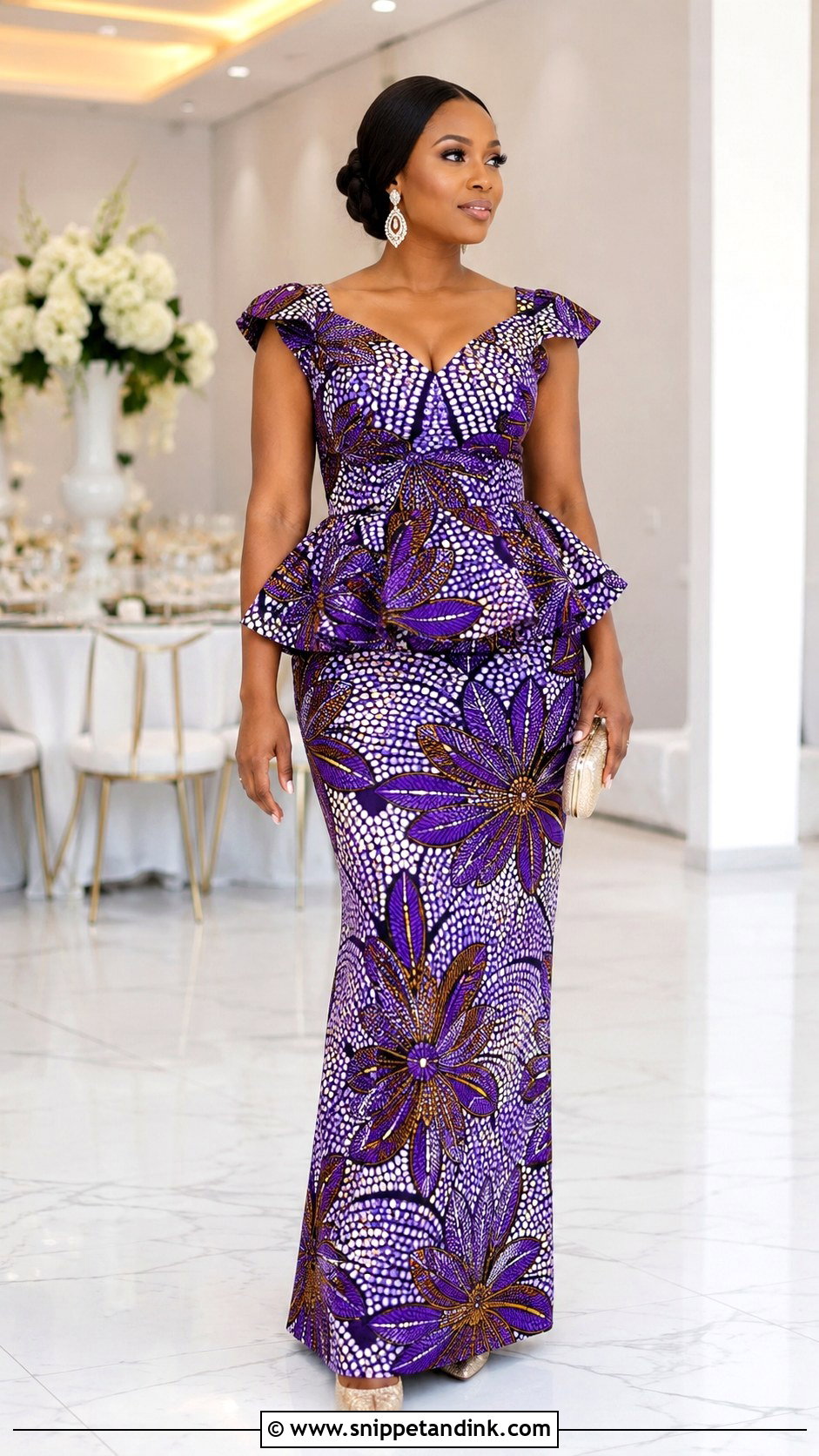 Kitenge Peplum And Maxi Skirt Outfit - Snippet and Ink - 20 African Wedding Outfits