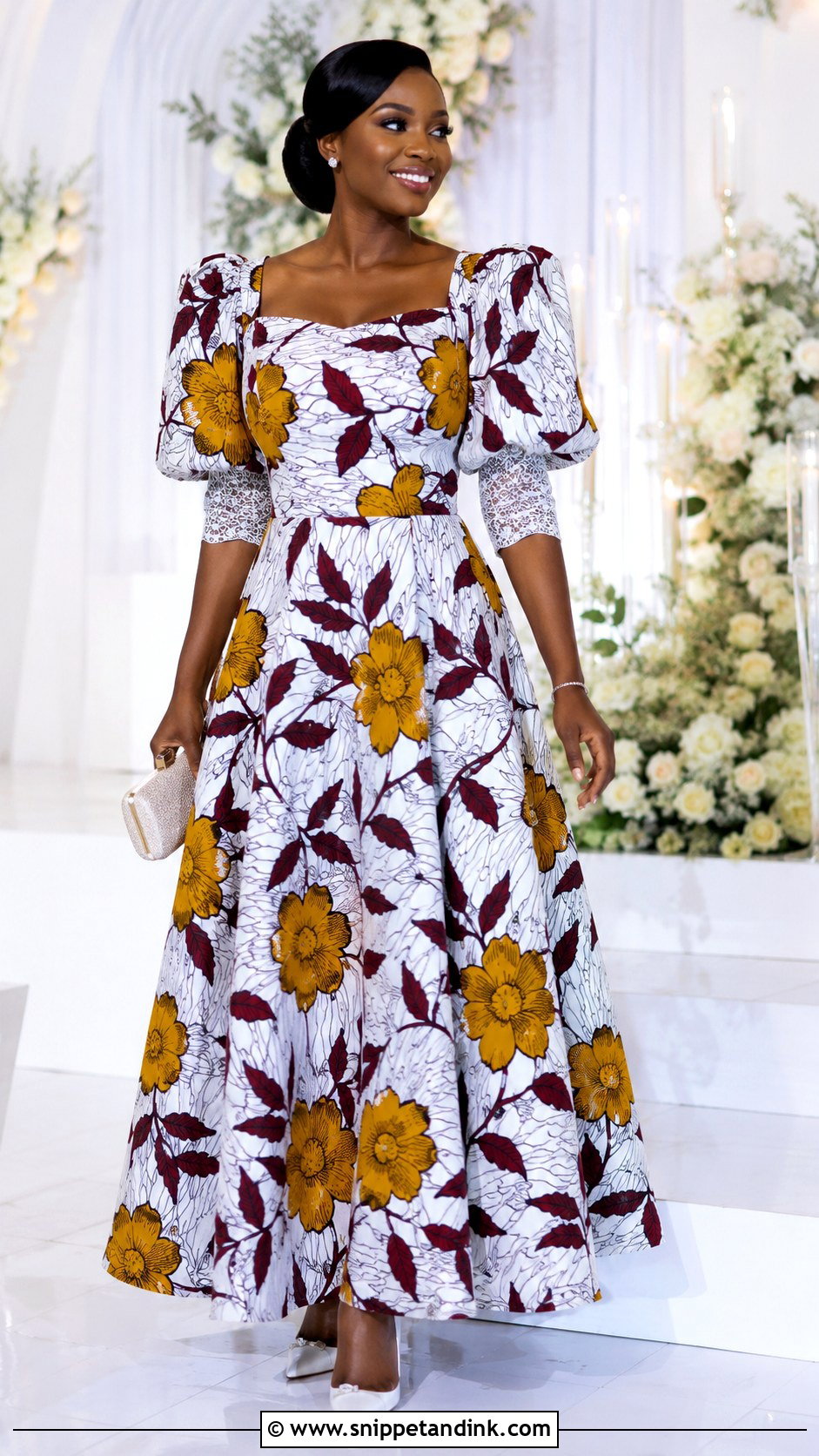Kitenge Puff Sleeve Wedding Dress - Snippet and Ink - 20 Kitenge Wedding Dress Designs