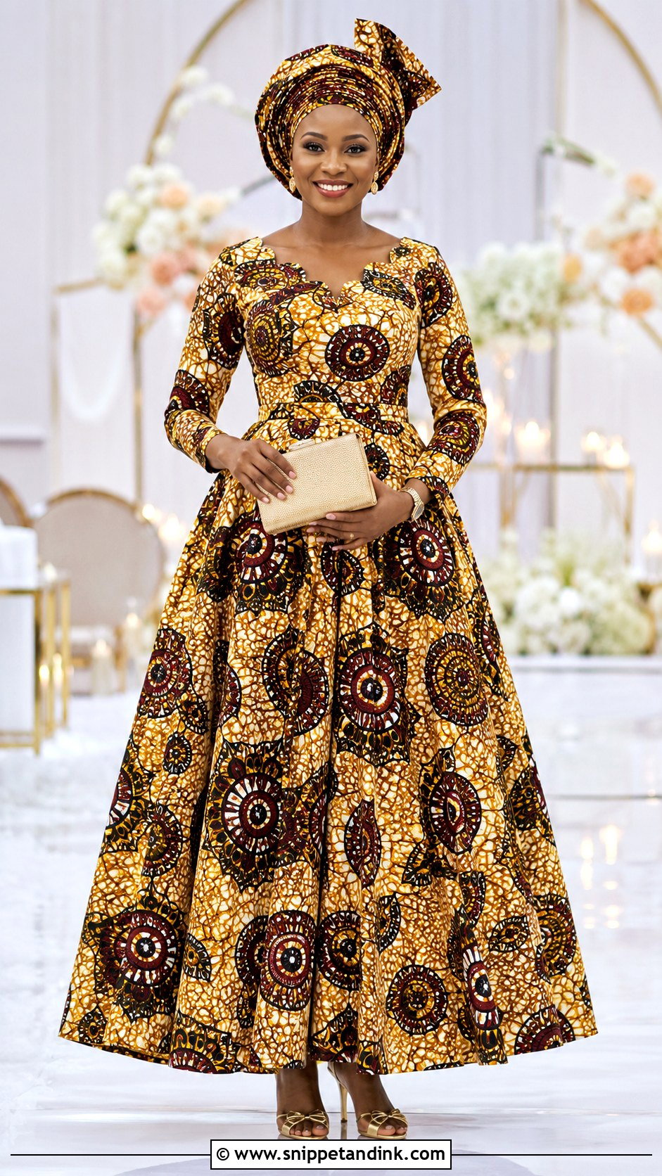 Kitenge Wedding Dress With Matching Headwrap - Snippet and Ink - 20 Kitenge Wedding Dress Designs