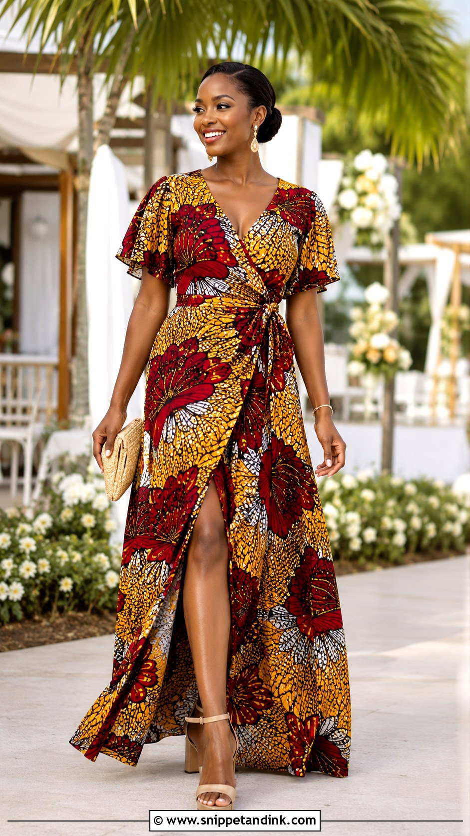Kitenge Wrap Maxi Dress for Weddings - Snippet and Ink - 20 African Dress Designs for Weddings