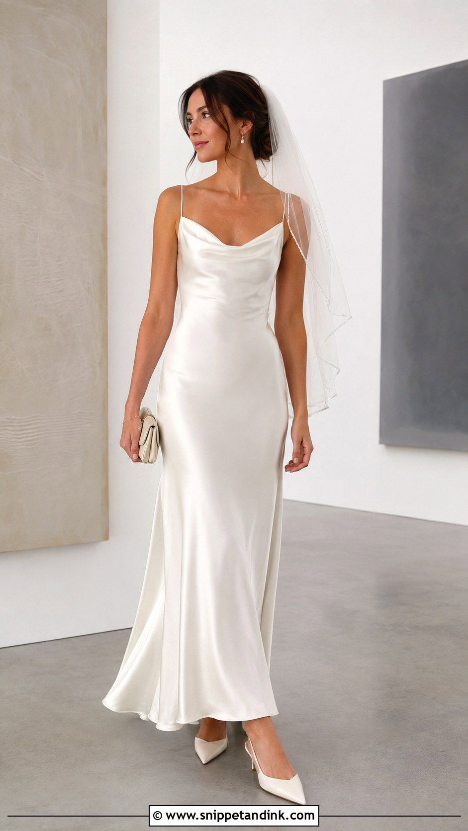 Kitten Heel Wedding Heels With Slip Dress - Snippet and Ink - 20 Aesthetic Wedding Heels Ideas