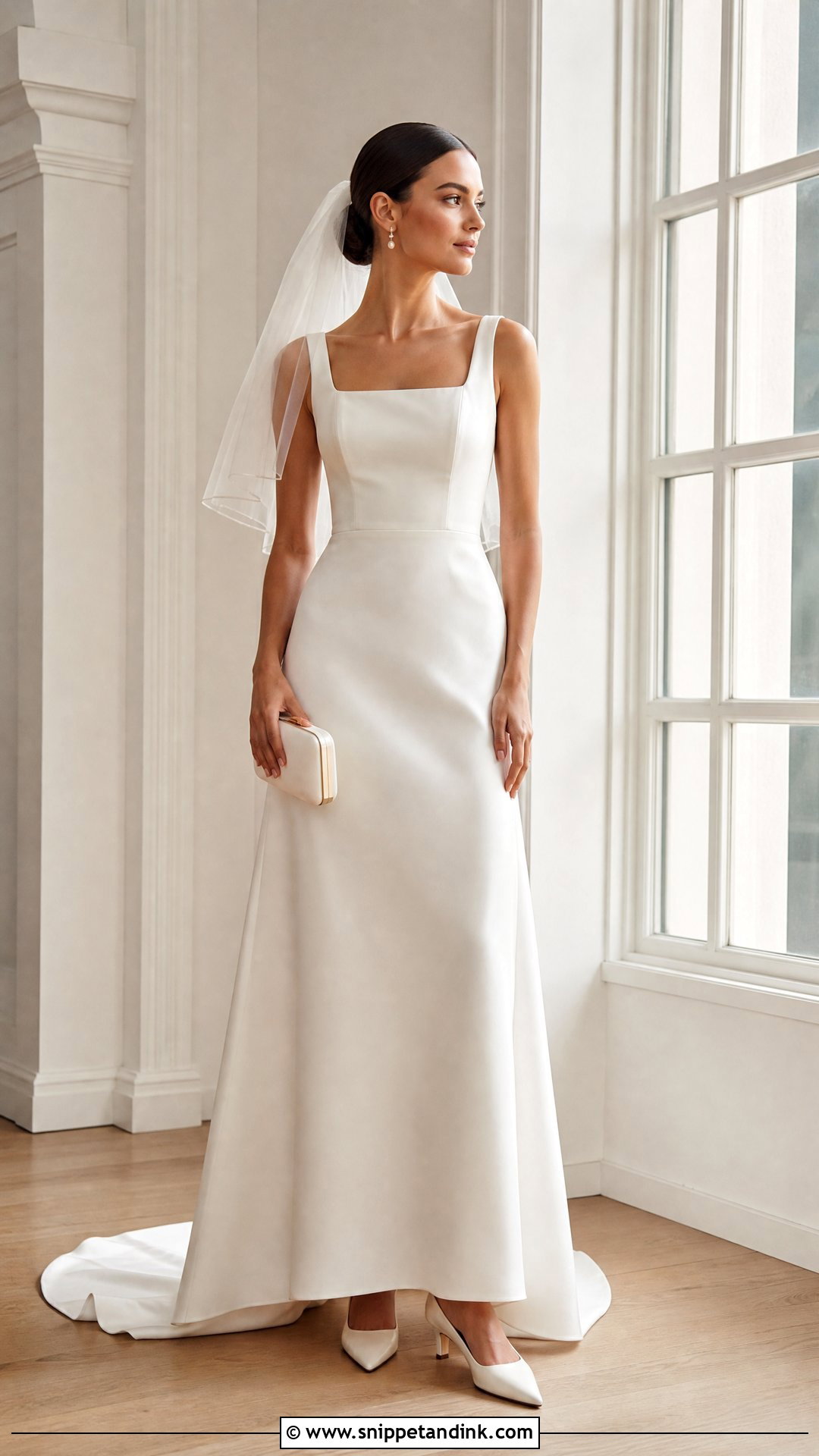 Kitten Heel Wedding Pumps With Square Neck Gown - Snippet and Ink - 20 Wedding Pumps Ideas