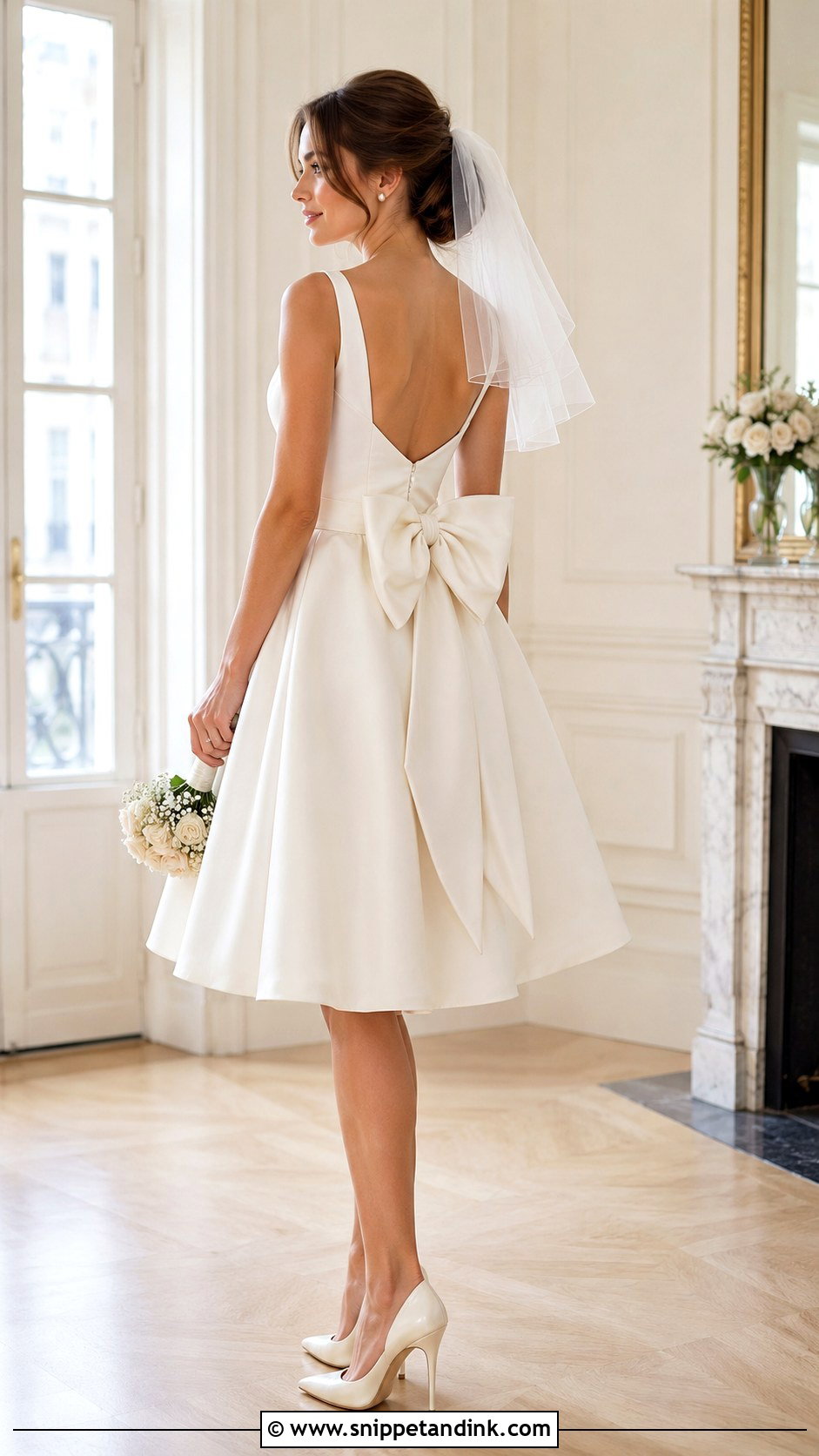 Knee Length Bow Wedding Dress - Snippet and Ink - 25 Knee Length Wedding Dress Ideas