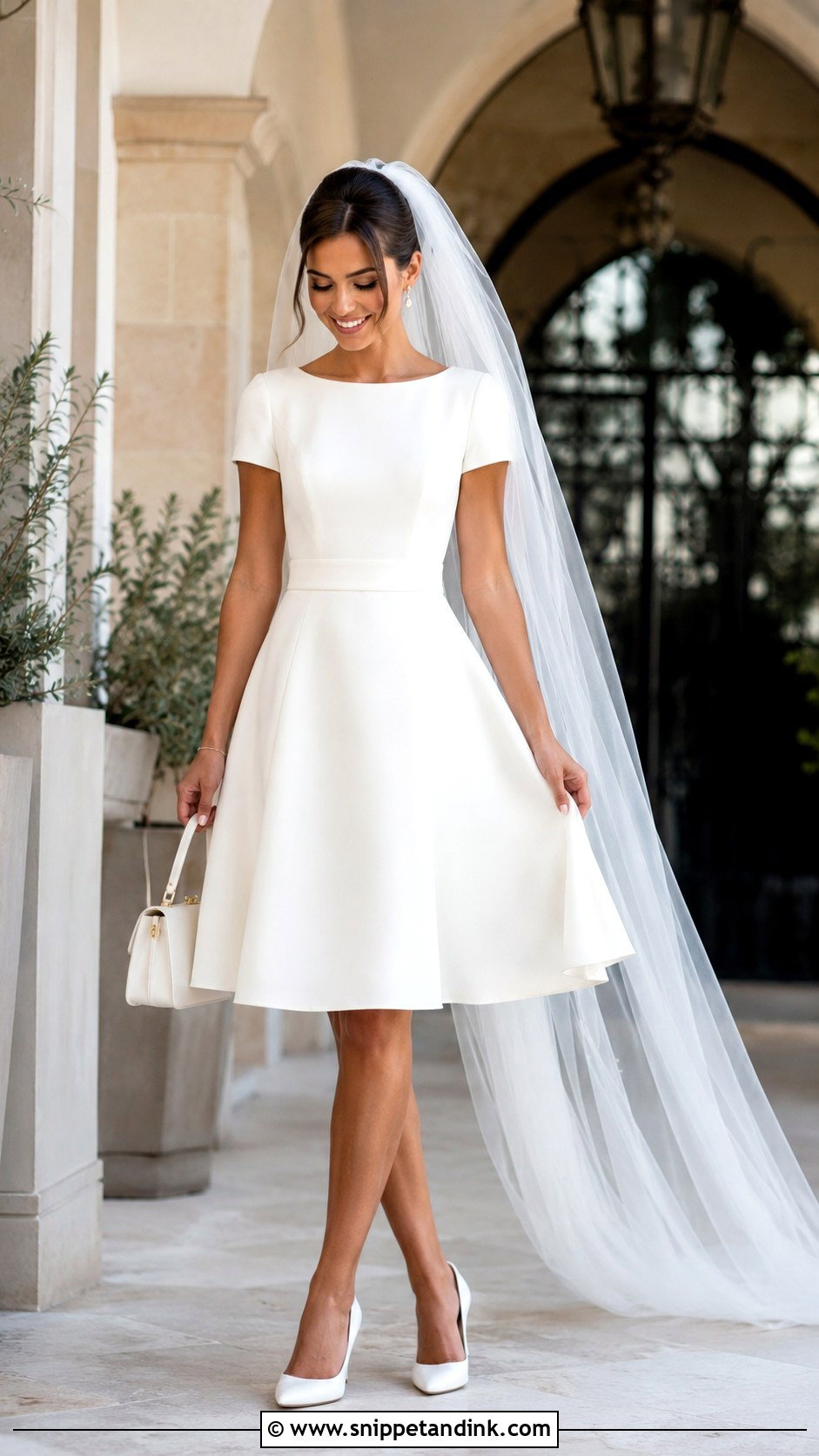 Knee Length Fit And Flare Wedding Gown - Snippet and Ink - 20 Short Wedding Gowns
