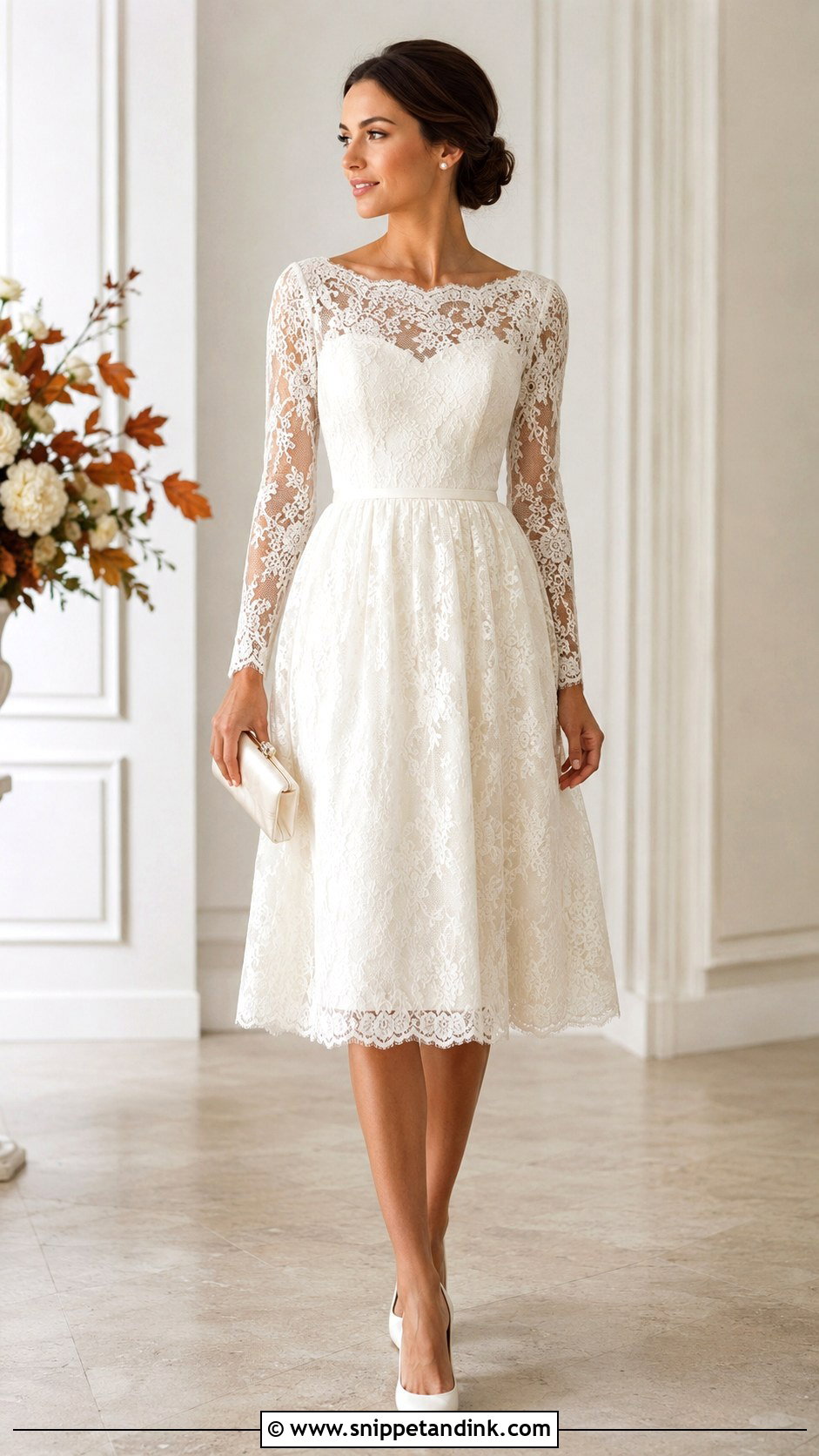 Knee Length Long Sleeve Wedding Dress - Snippet and Ink - 25 Knee Length Wedding Dress Ideas