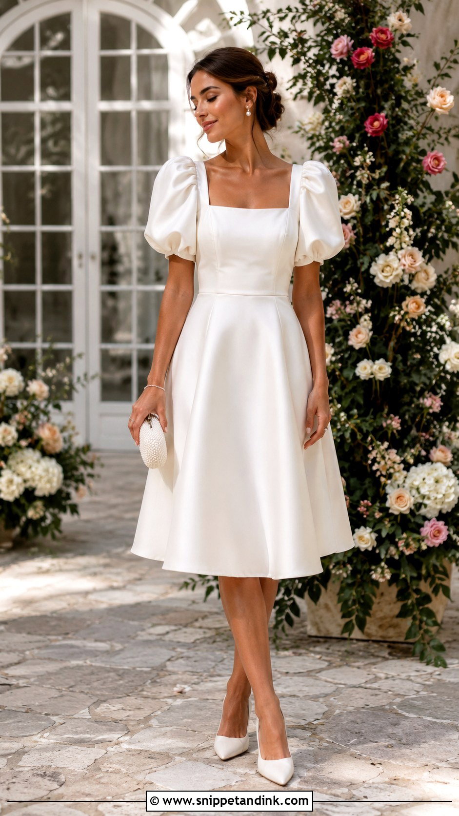Knee Length Puff Sleeve Wedding Dress - Snippet and Ink - 25 Knee Length Wedding Dress Ideas