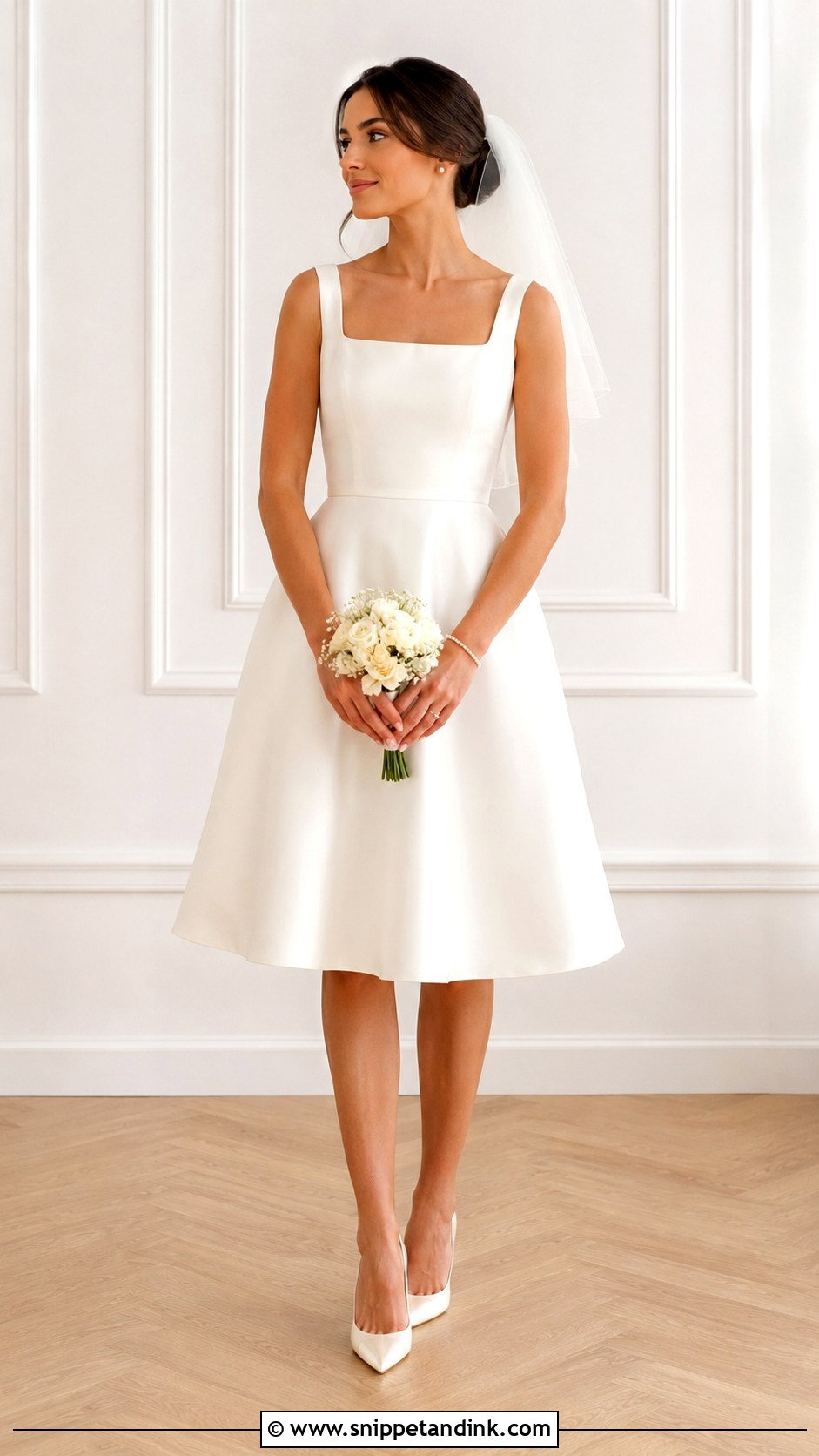 Knee Length Square Neck Wedding Dress - Snippet and Ink - 25 Knee Length Wedding Dress Ideas