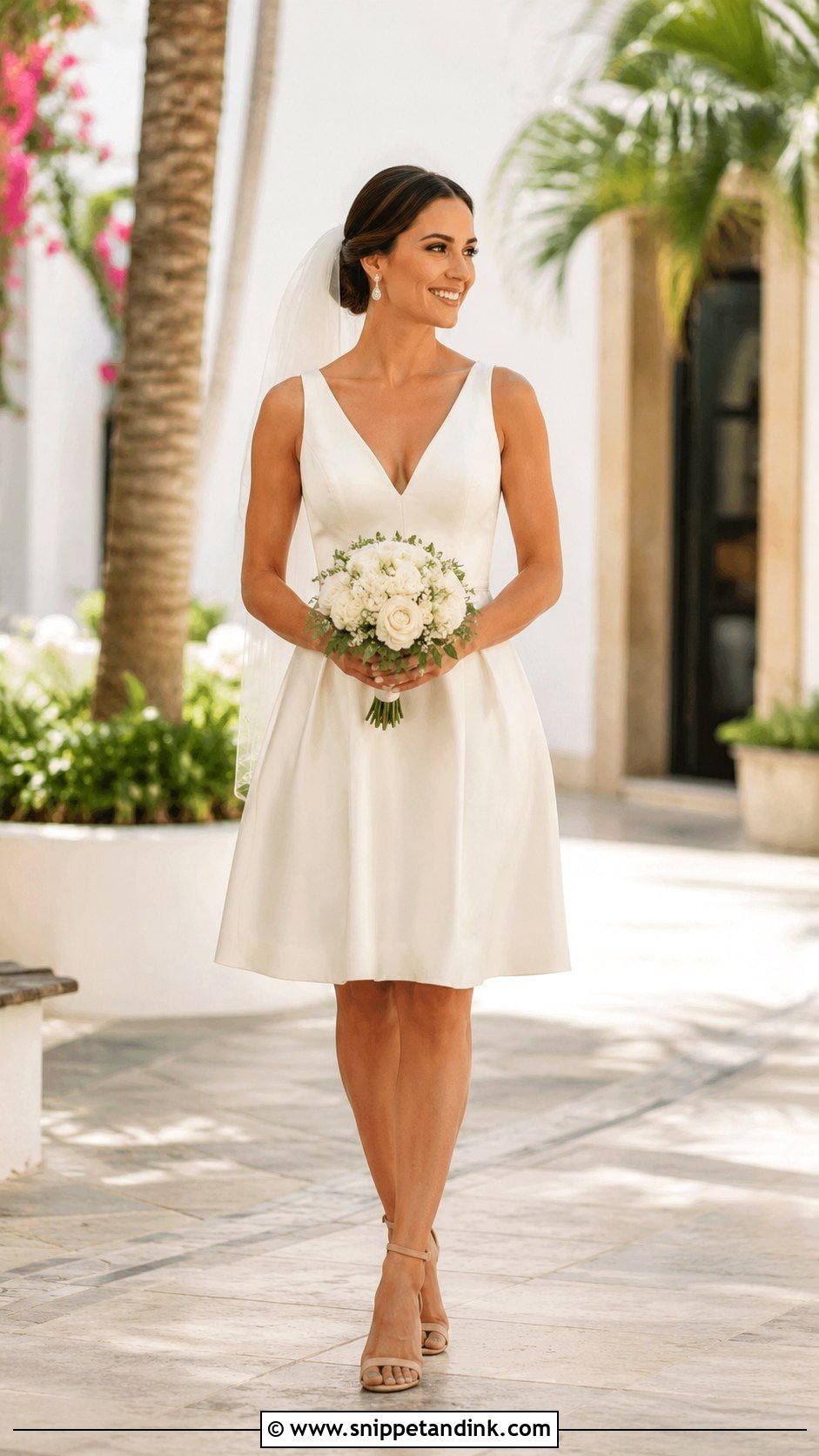 Knee Length V Neck Wedding Dress - Snippet and Ink - 25 Knee Length Wedding Dress Ideas