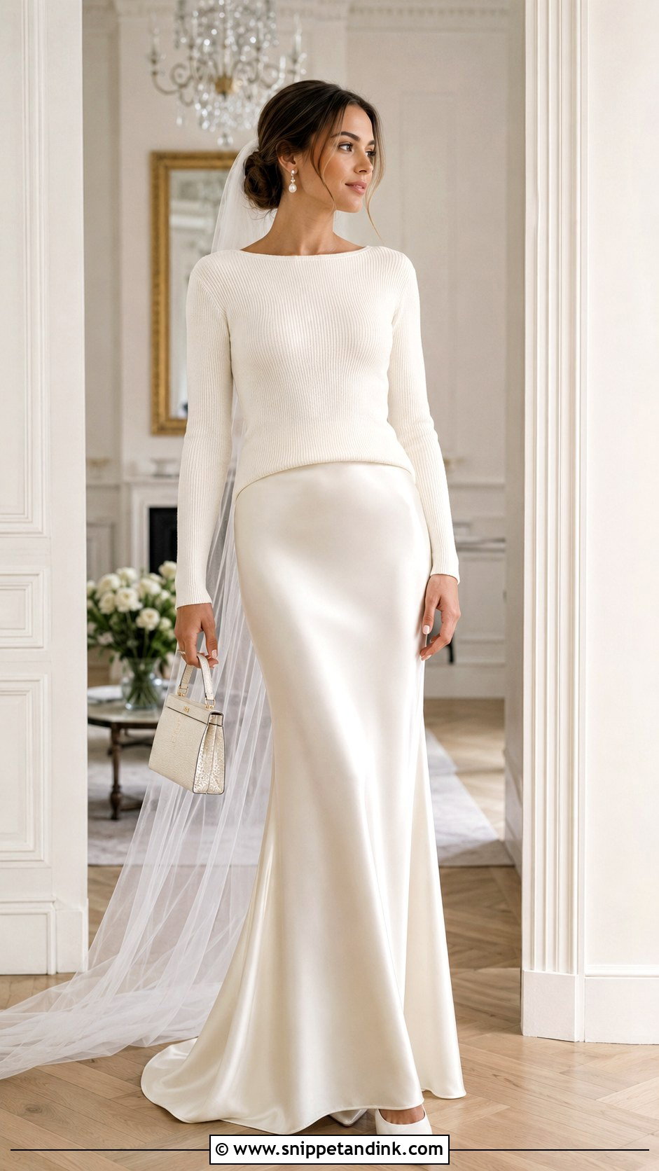 Knit Bridal Top With Satin Skirt - Snippet and Ink - 20 Bridal Tops Ideas