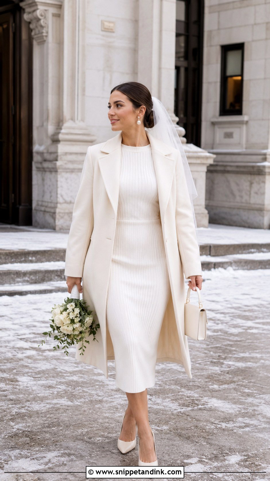 Knit Midi Dress Legal Wedding Bride Outfit - Snippet and Ink - 20 Legal Wedding Outfit Bride Ideas