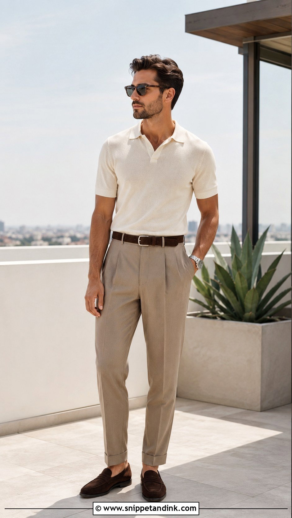 Knit Polo And Pleated Trousers Bachelor Party Outfit - Snippet and Ink - 20 Bachelor Party Outfit Ideas