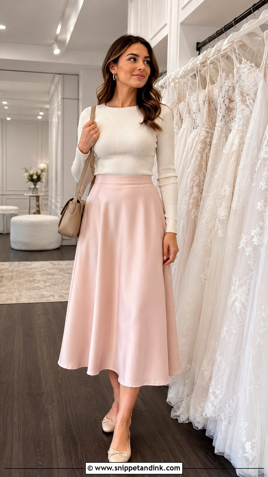 Knit Top And Midi Skirt Bridal Appointment Outfit - Snippet and Ink - 20 Bridal Appointment Outfit Ideas