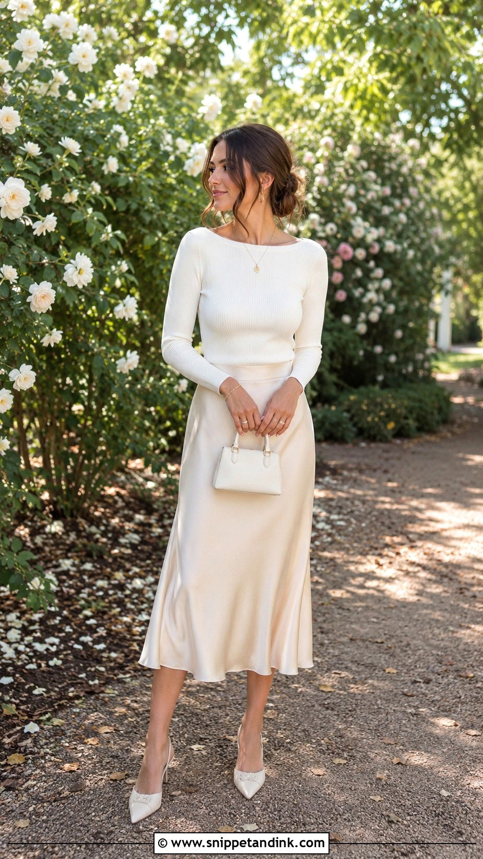 Knit Top And Satin Skirt Bridal Photo Outfit - Snippet and Ink - 20 Bridal Wardrobe Ideas