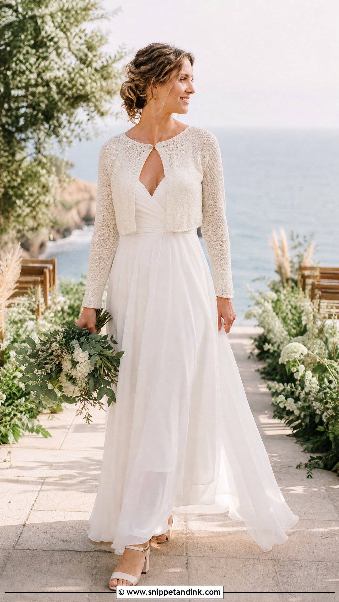 Knit Wedding Bolero Jacket With Boho Dress - Snippet and Ink - 20 Wedding Bolero Jacket Ideas