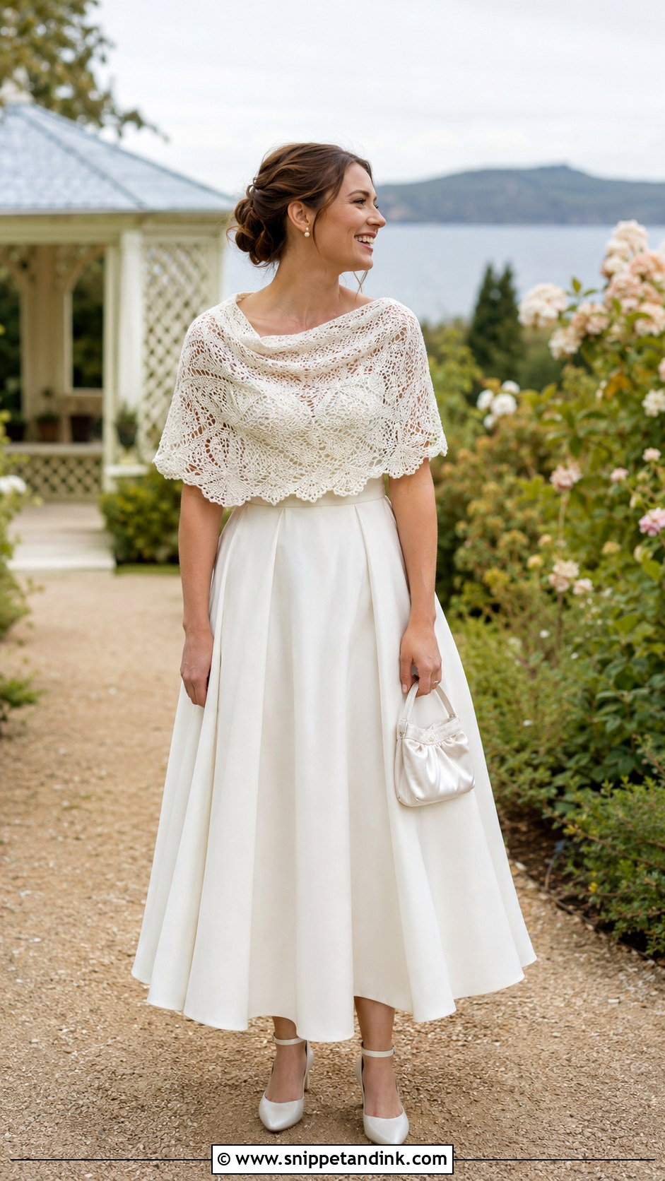 Knitted Bride Shawl With A Line Wedding Dress - Snippet and Ink - 20 Bride Shawl Ideas