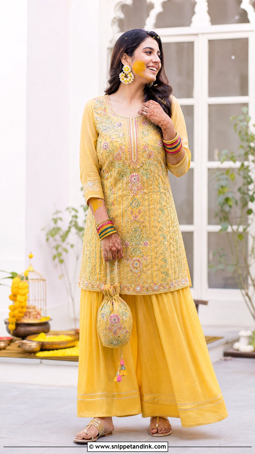 Kolhapuri Wedding Chappal With Haldi Outfit - Snippet and Ink - 20 Wedding Chappal for Bride Ideas