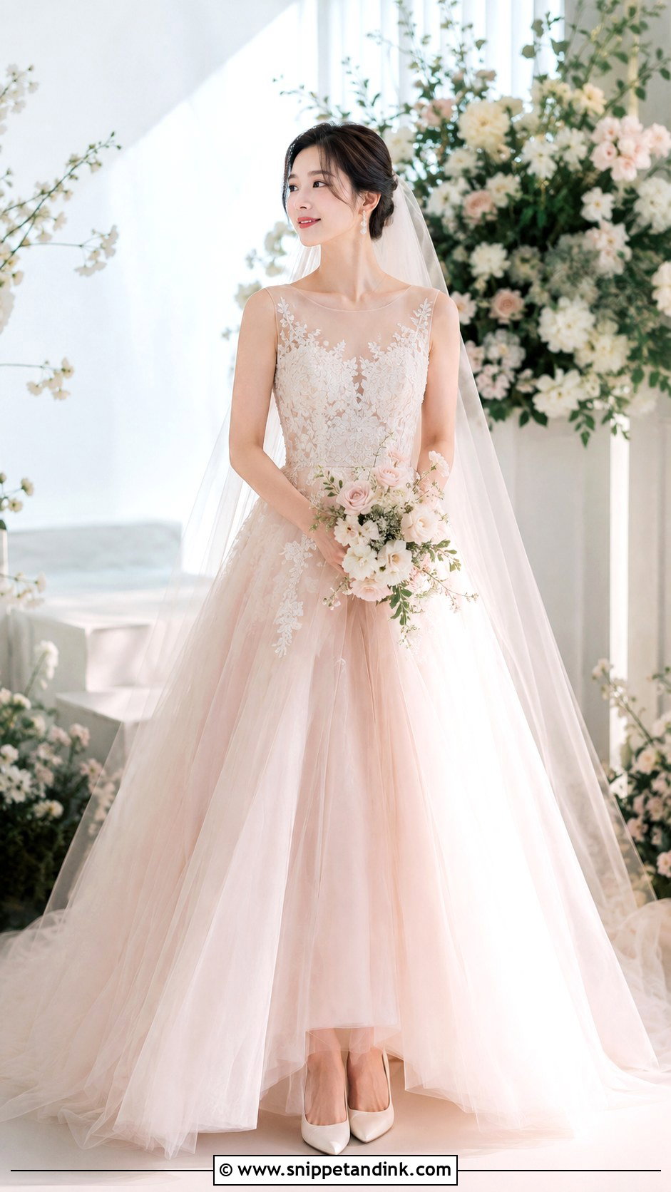 Korean Blush Wedding Dress - Snippet and Ink - 25 Korean Style Wedding Dress Ideas
