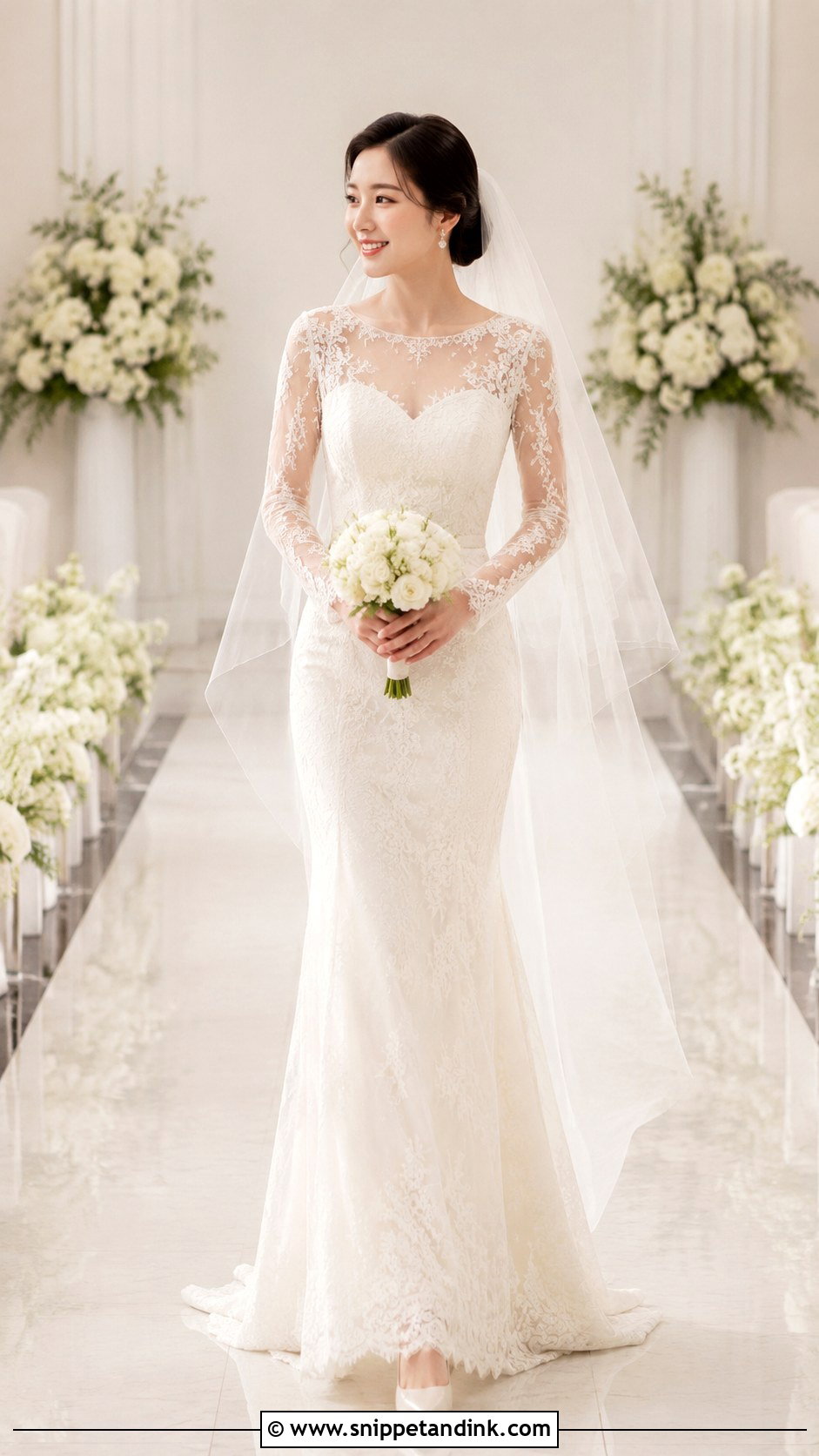 Korean Bride Lace Wedding Dress - Snippet and Ink - 30 Korean Bride Ideas