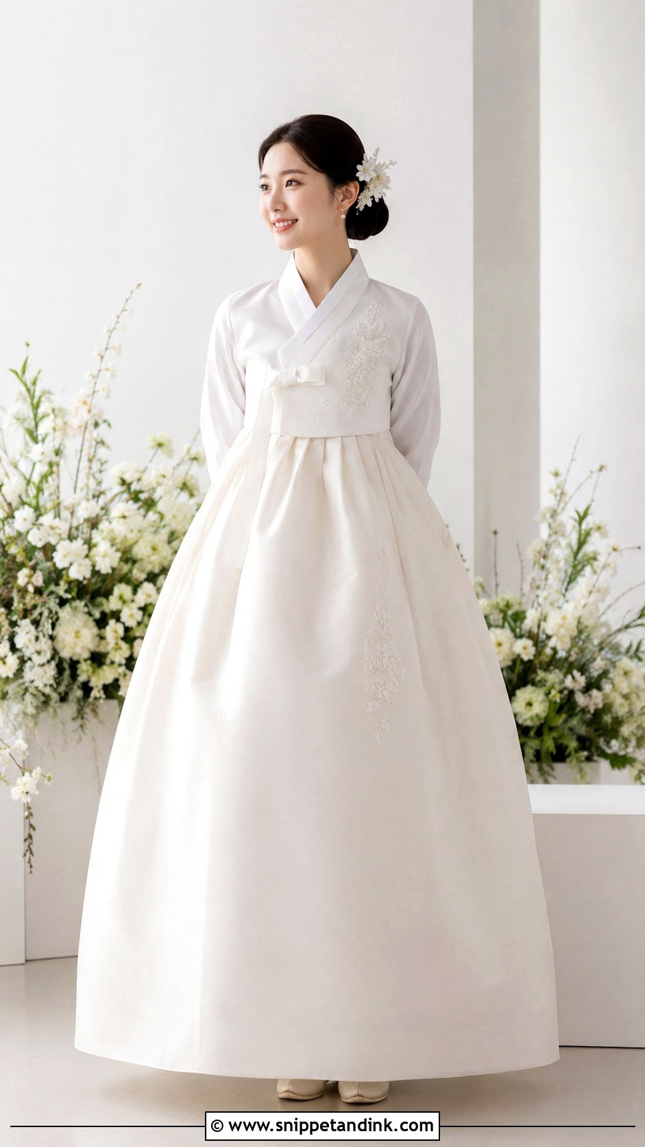 Korean Bride Modern White Hanbok - Snippet and Ink - 30 Korean Bride Ideas