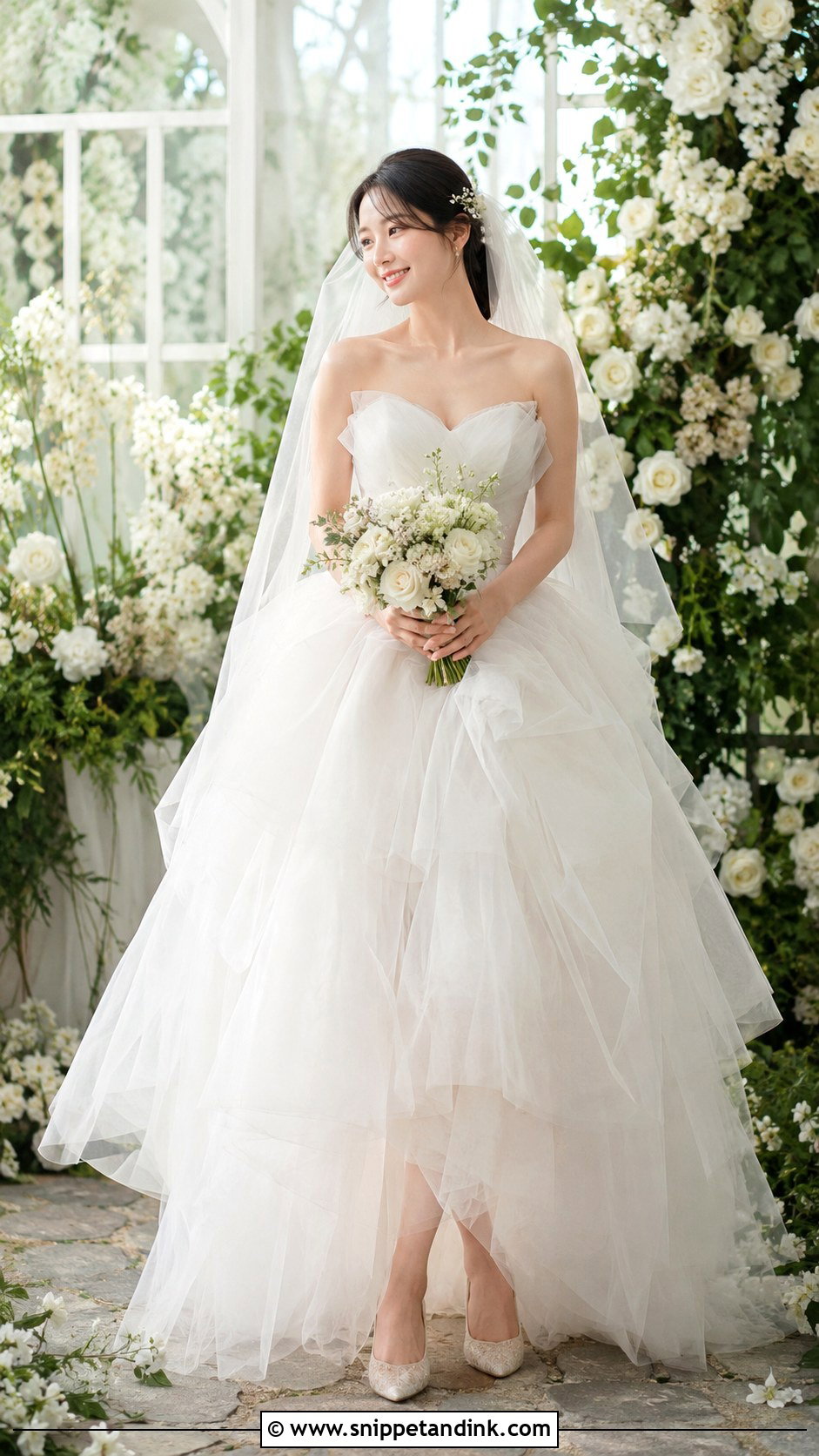Korean Bride Tulle Wedding Dress - Snippet and Ink - 30 Korean Bride Ideas