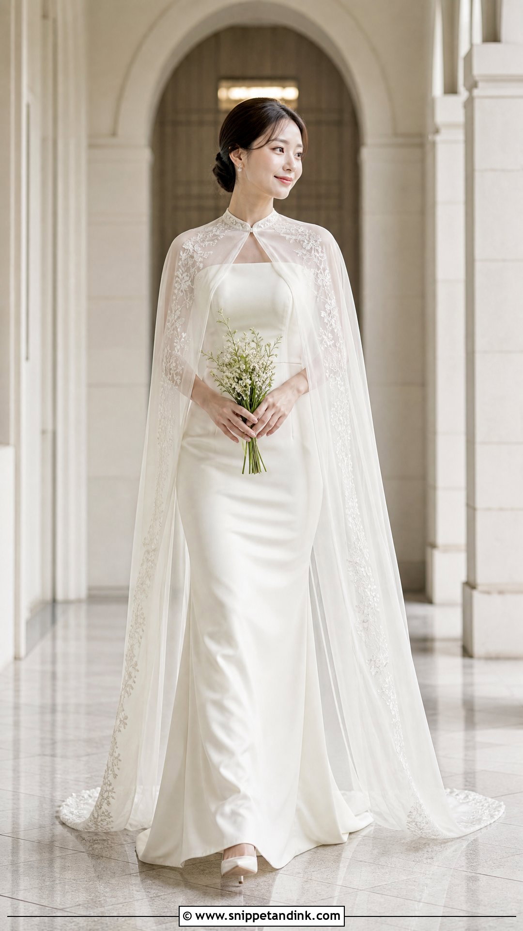 Korean Cape Wedding Dress Gown - Snippet and Ink - 25 Korean Wedding Dress Gowns