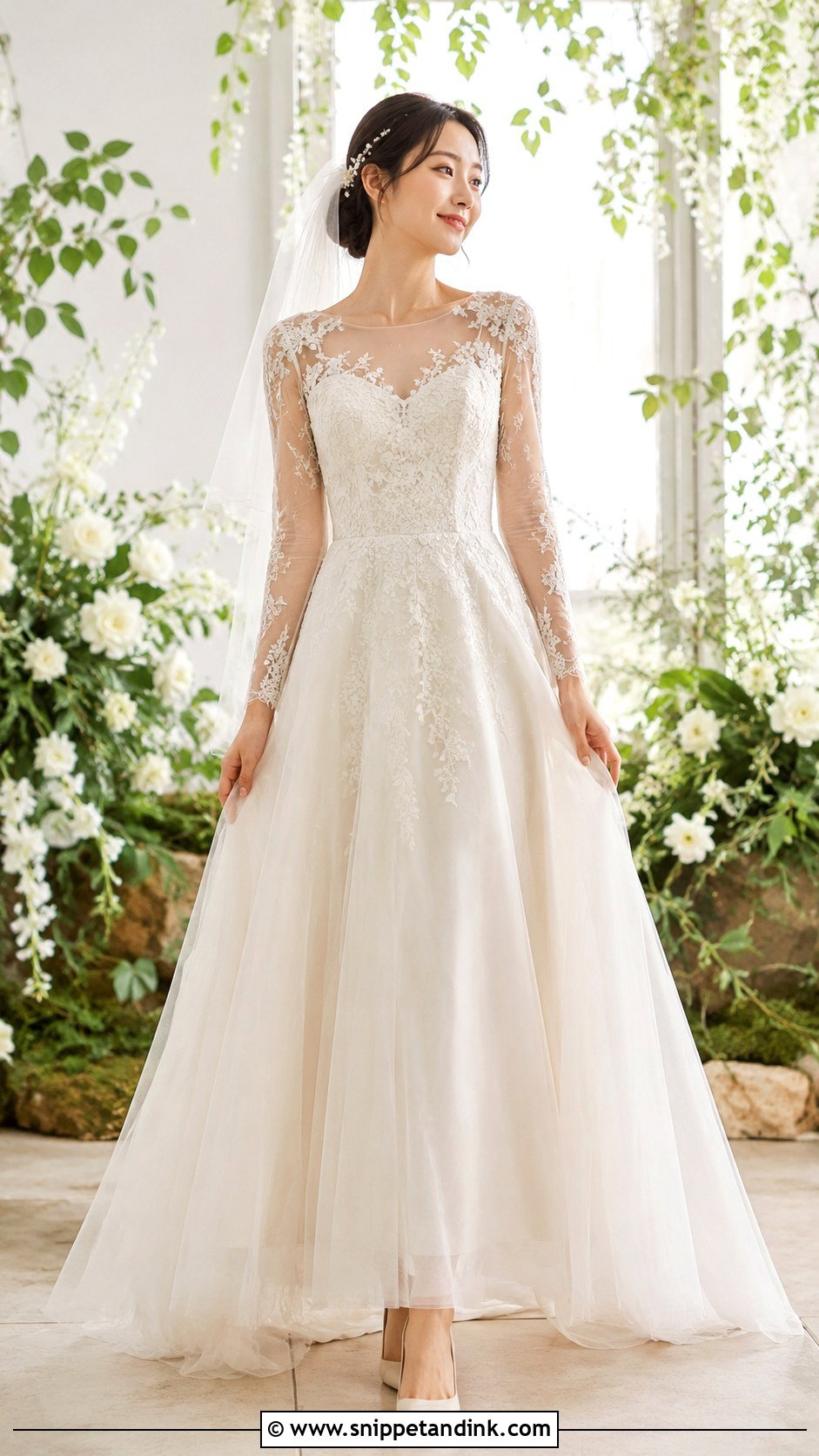Korean Floral Lace Wedding Dress - Snippet and Ink - 25 Korean Style Wedding Dress Ideas