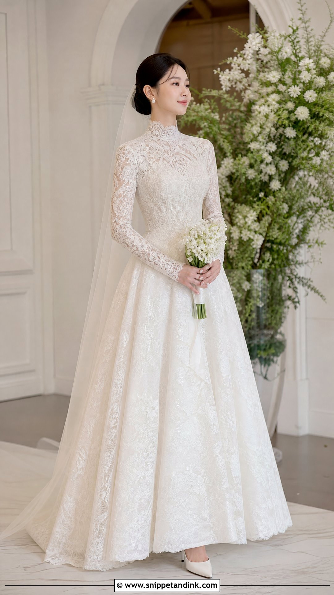Korean High Neck Wedding Dress Gown - Snippet and Ink - 25 Korean Wedding Dress Gowns